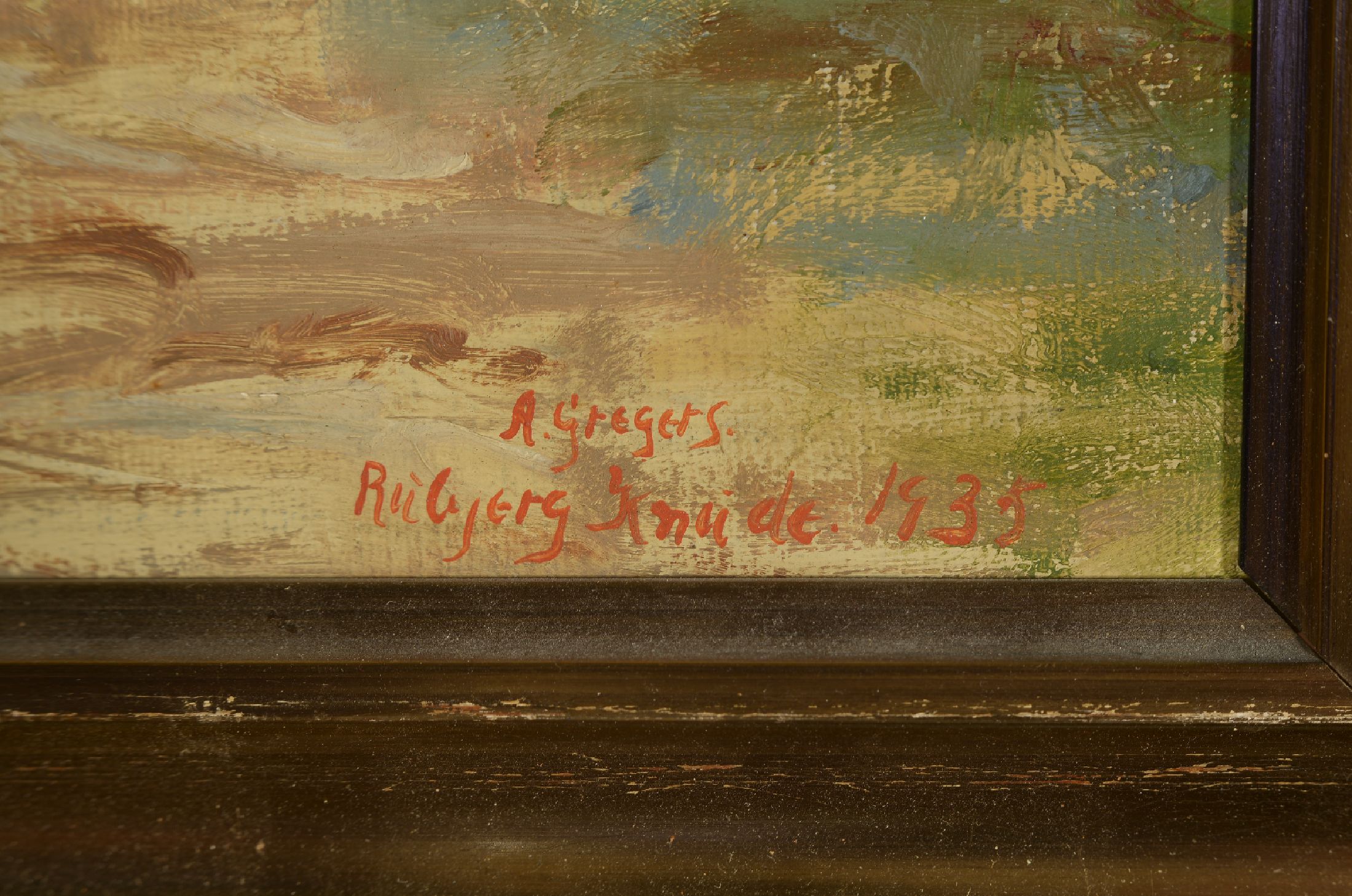Detail a: Alfred Gregers-Rasmussen, 1904-1994, Felsenküste, Öl/Lwd, rechts unten signiert A. Gregers und Ortsangabe Rubjerg Knude 1935, ca. 30x39cm, R. ca. ...