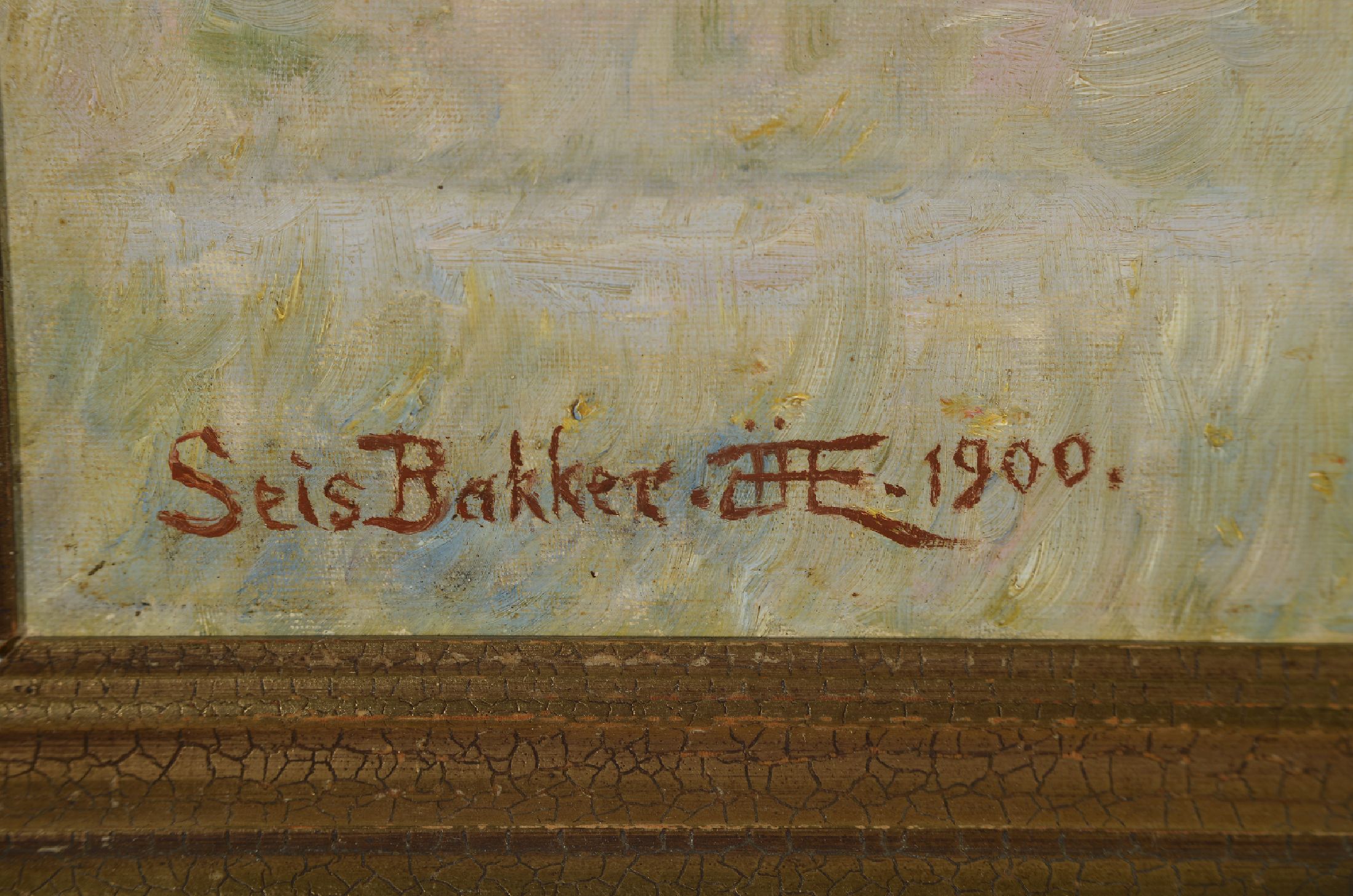 Detail a: Jens Jensen Egebjerg, 1848-1922, Seis Bakker, so bezeichnet und datiert 1900, Weite hügelige Agrarlandschaft, Öl/Lwd, dat., ca. 40x74cm, R. ca. ...