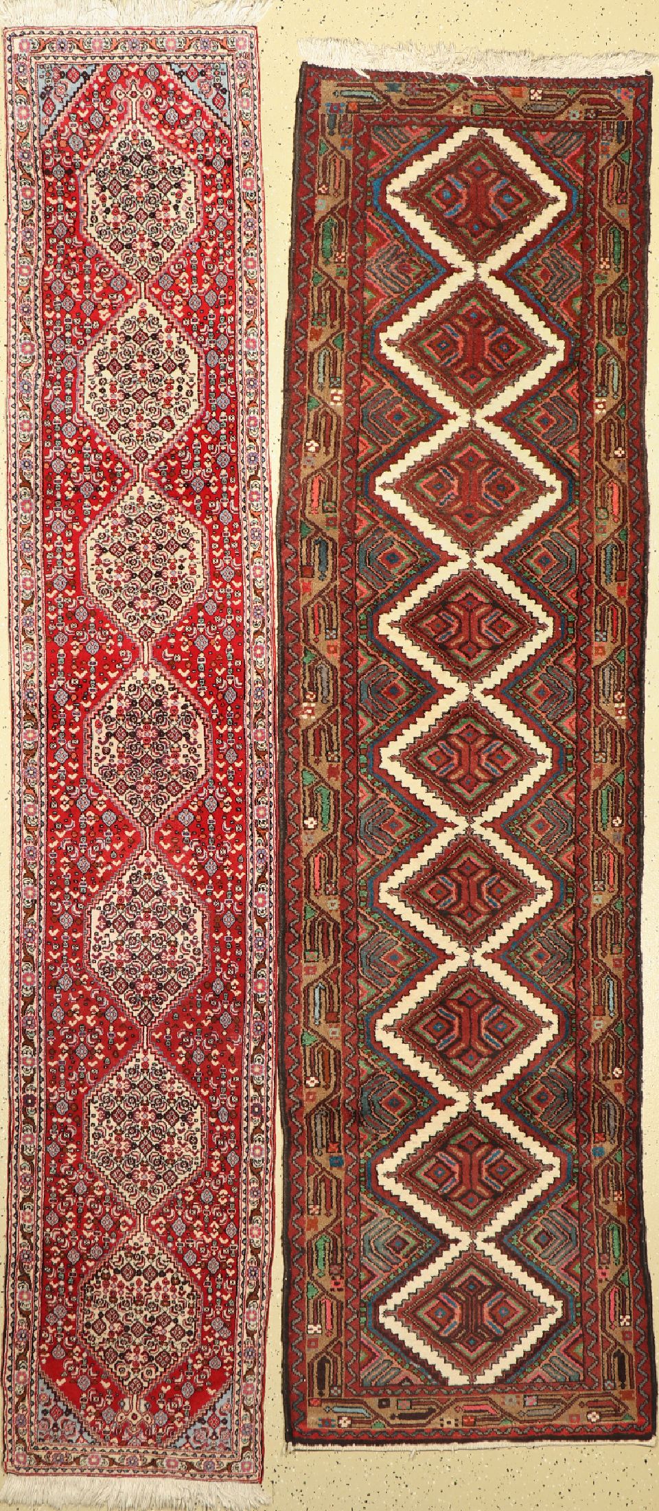 2 Lots(Senneh & Assadabad), Persien, ca. 50Jahre, Wolle auf Baumwolle, ca. 290 x 80 cm, ca, 305 x 57 cm, EHZ: 2