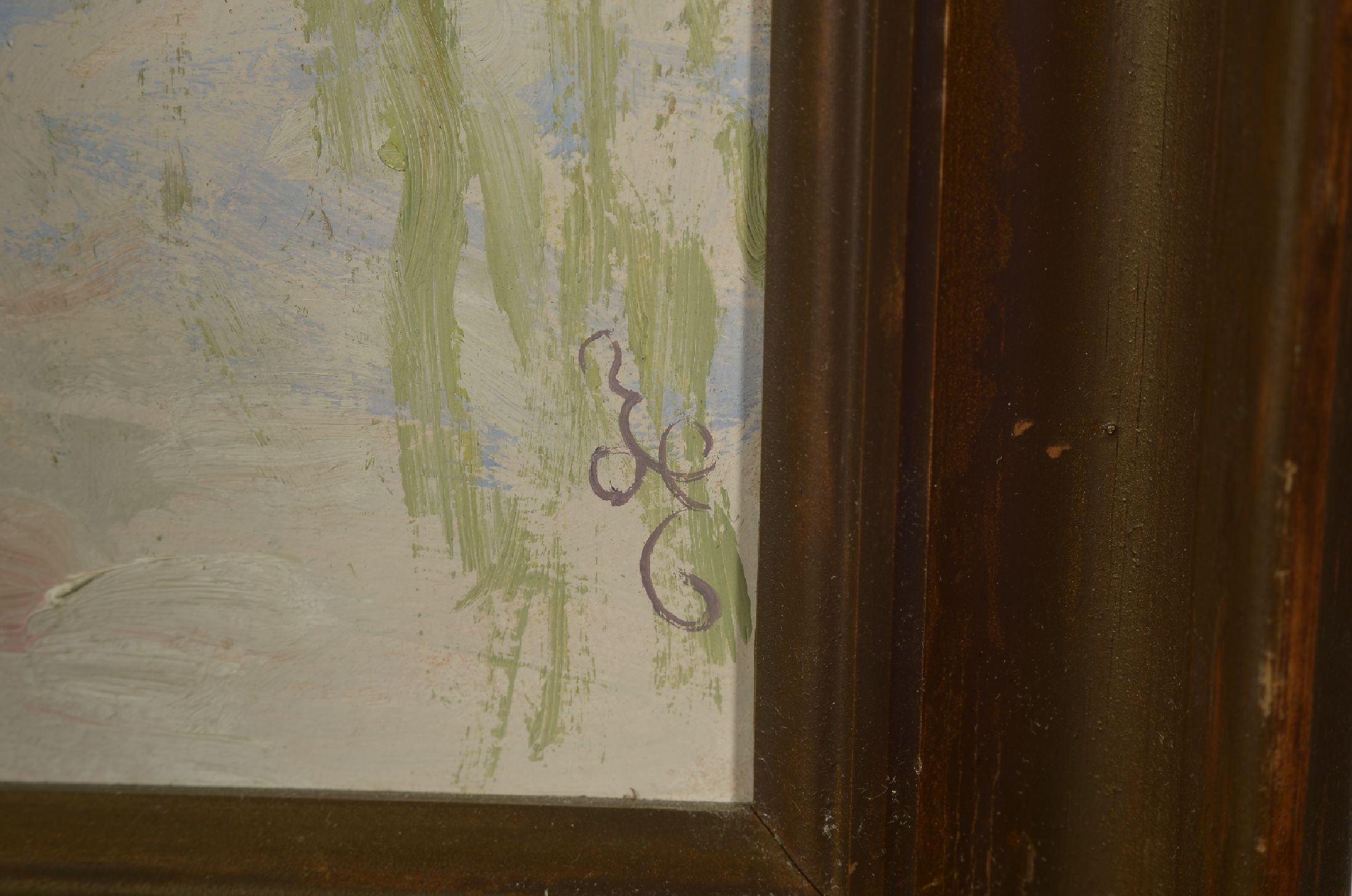 Detail a: Hans Eriksen, 1912-1982, Seerosen, Öl/ Malkarton, rechts unten monogr., rückseitig signiert und dat. 1955, ca. 45x50cm, R. ca. 54x59cm