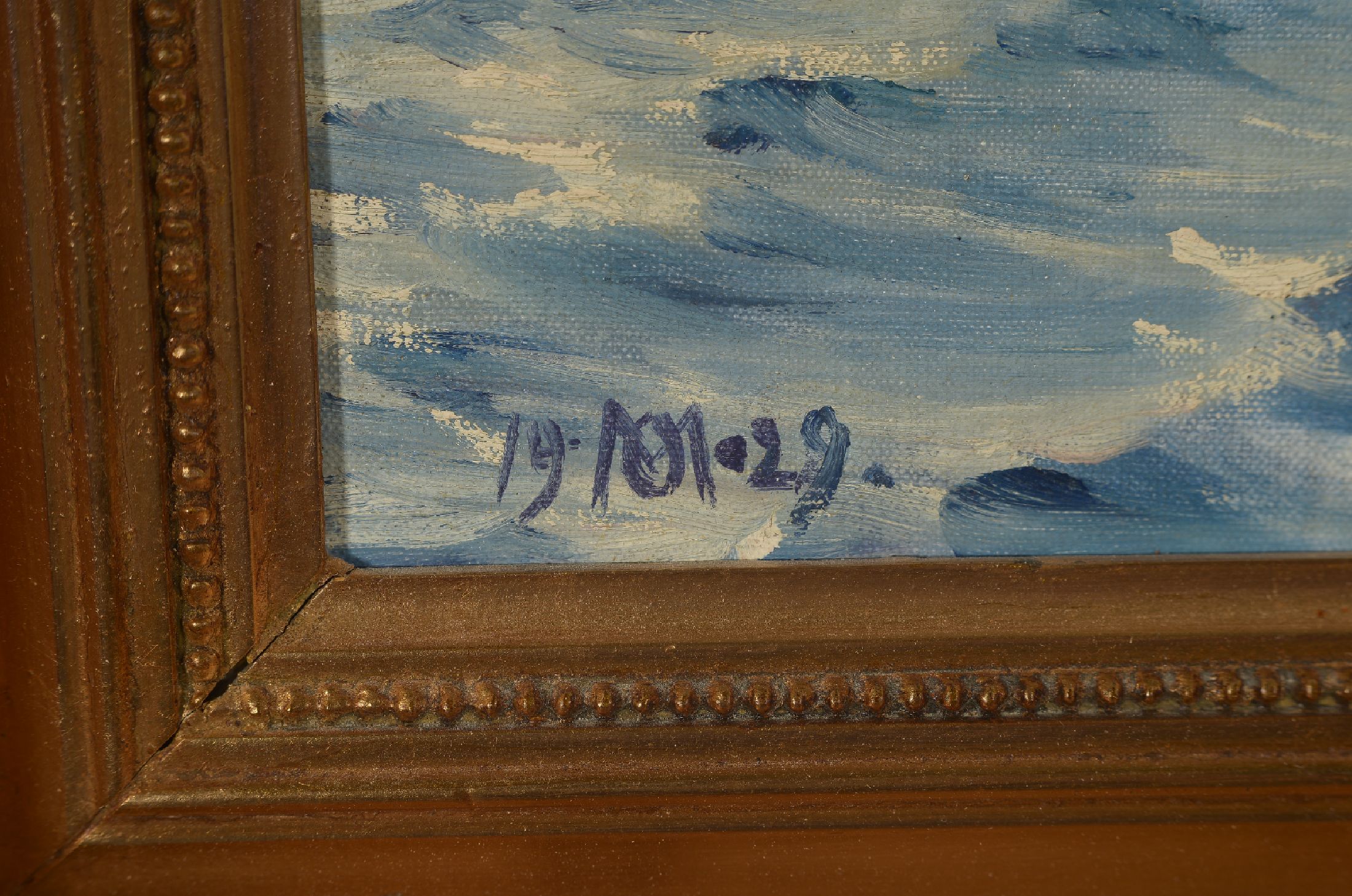 Detail a: Oscar Matthiesen, 1861 Schleswig-1957 Kopenhagen, Der Golf von Suez, Öl/Holz, rechts unten bez. Suez Golf, links unten monogrammiert: 19OM29, ca. ...