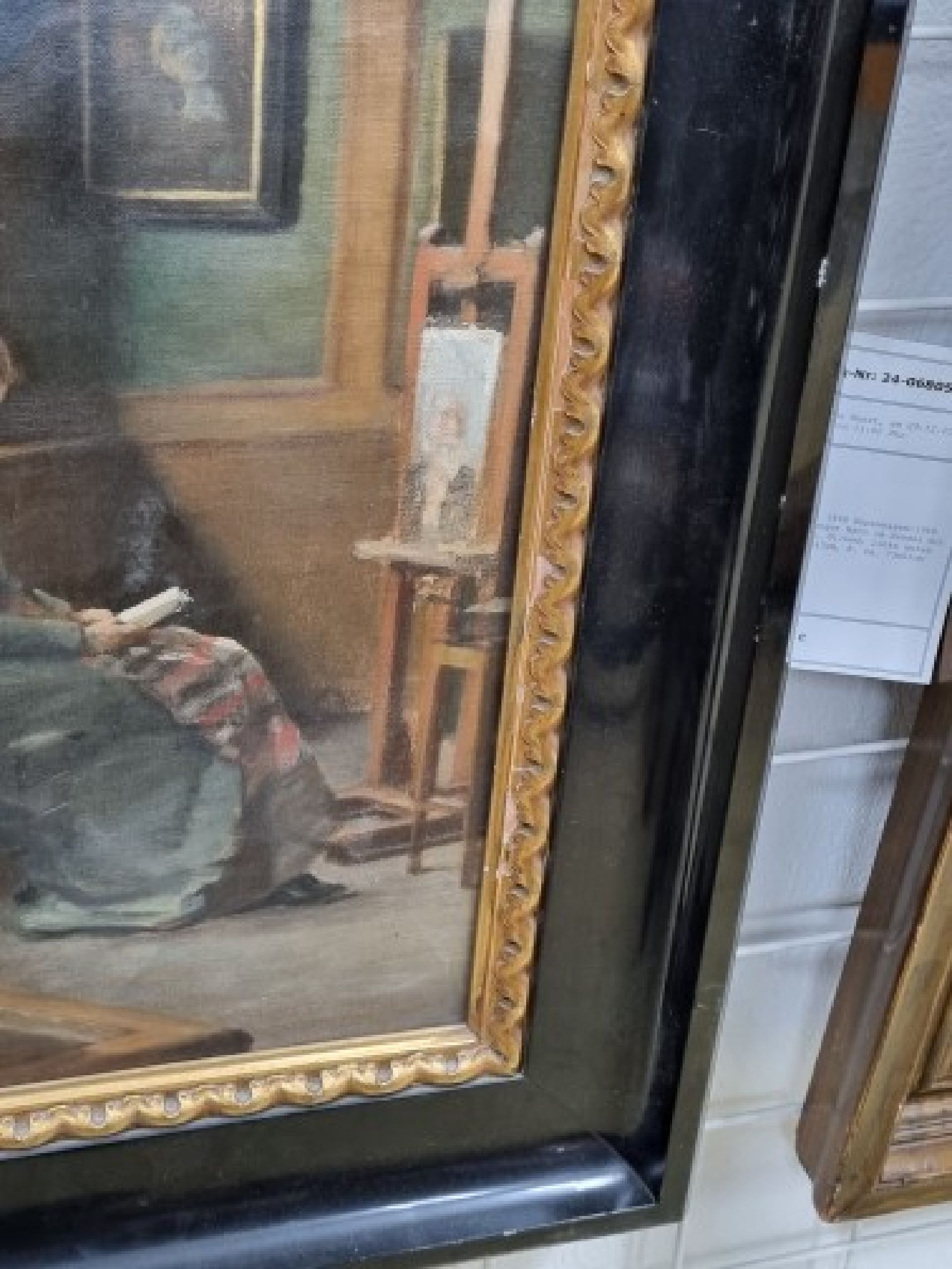 Detail b: Unbekannter Künstler, um 1900, Bildnis einerDame im Maleratelier, lt. Einl. wohl Bildnis Bertha Wegemanns, Öl/Lwd, unsigniert, ca. 47x38cm, R. ca . ...