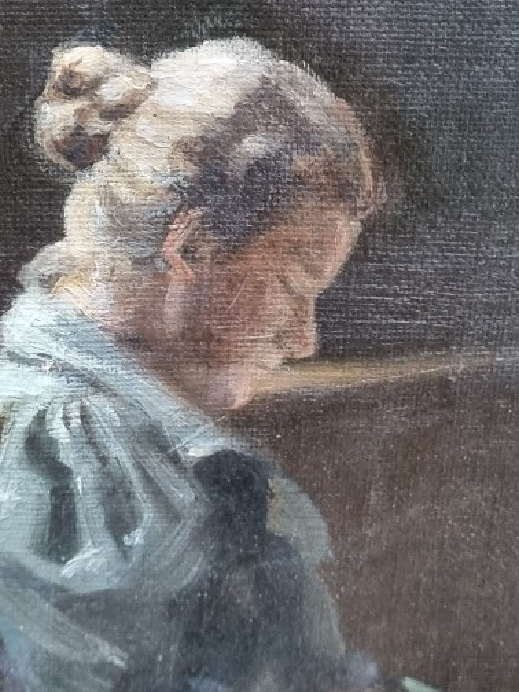 Detail c: Unbekannter Künstler, um 1900, Bildnis einerDame im Maleratelier, lt. Einl. wohl Bildnis Bertha Wegemanns, Öl/Lwd, unsigniert, ca. 47x38cm, R. ca . ...