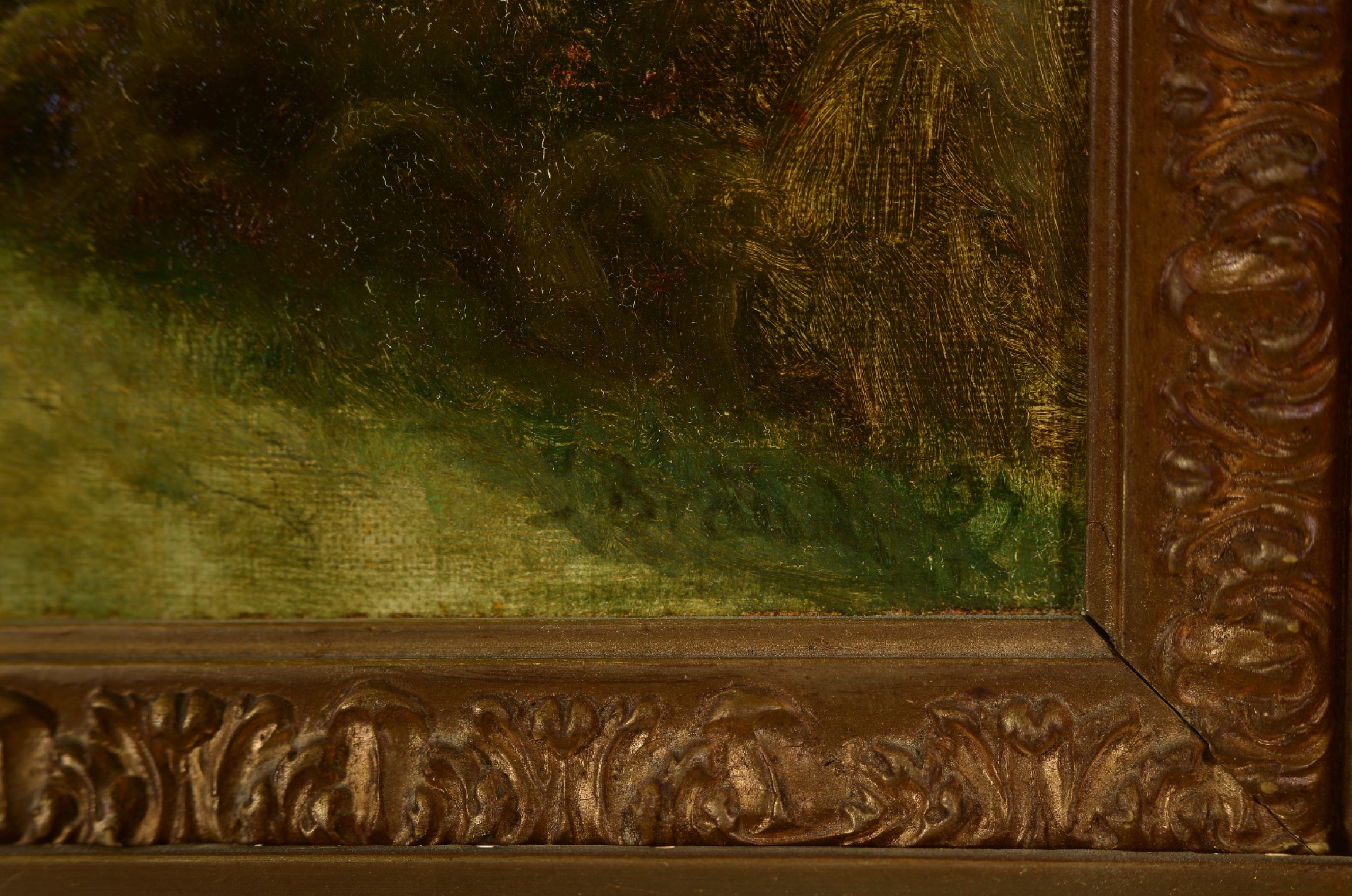 Detail a: Johannes Herman Brandt, 1850-1926 Kopenhagen, Waldlandschaft, Öl/Lwd, rechts unten signiert und dat. 82, rest., ca. 42x 58.5cm, R. ca. 59x77cm