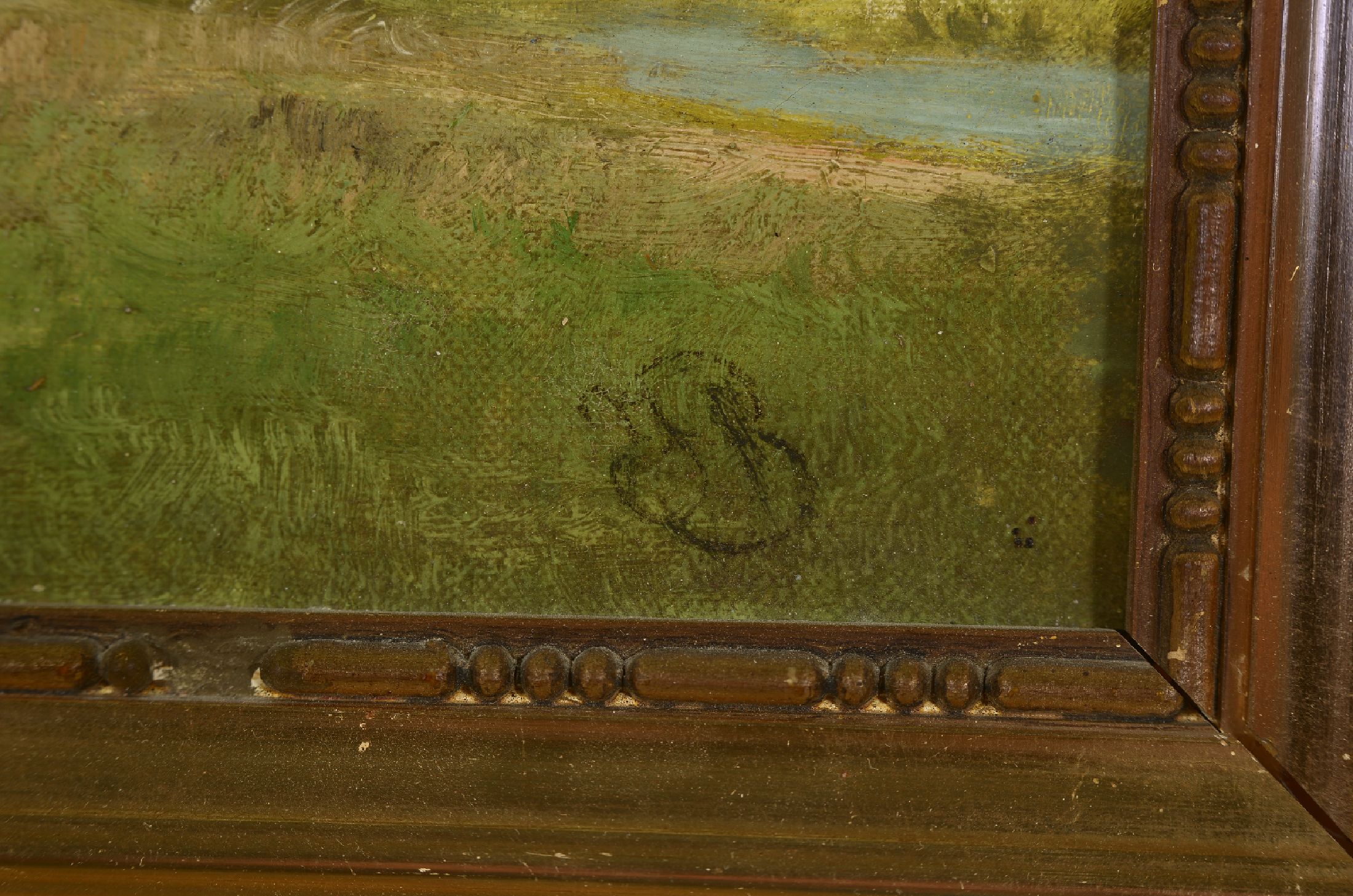 Detail a: Johannes Boesen, 1847-1916, Weite Landschaft mit Wiese und Wald, Öl/Lwd, rechts unten signiert, ca. 28x45cm, R. ca. 41x58cm