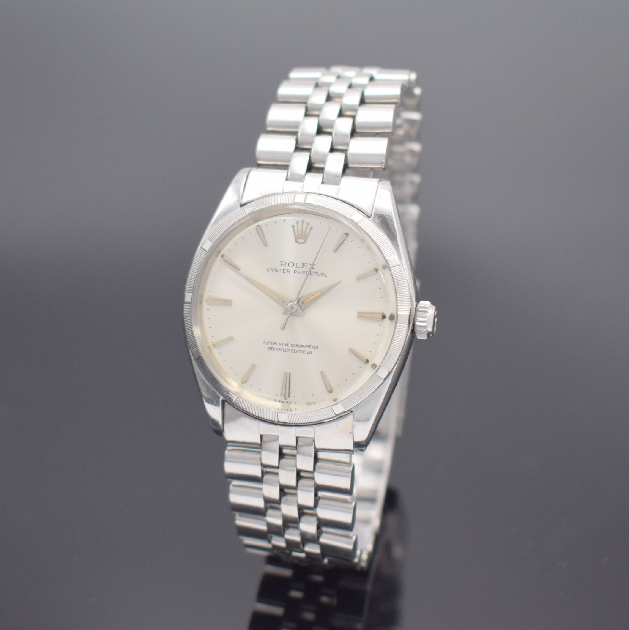 ROLEX Herrenarmbanduhr Oyster Perpetual Referenz 1002/1003, Automatik, Schweiz lt. Bodenstempel 4. Quartal 1963, Chronometer der Superlative in ...