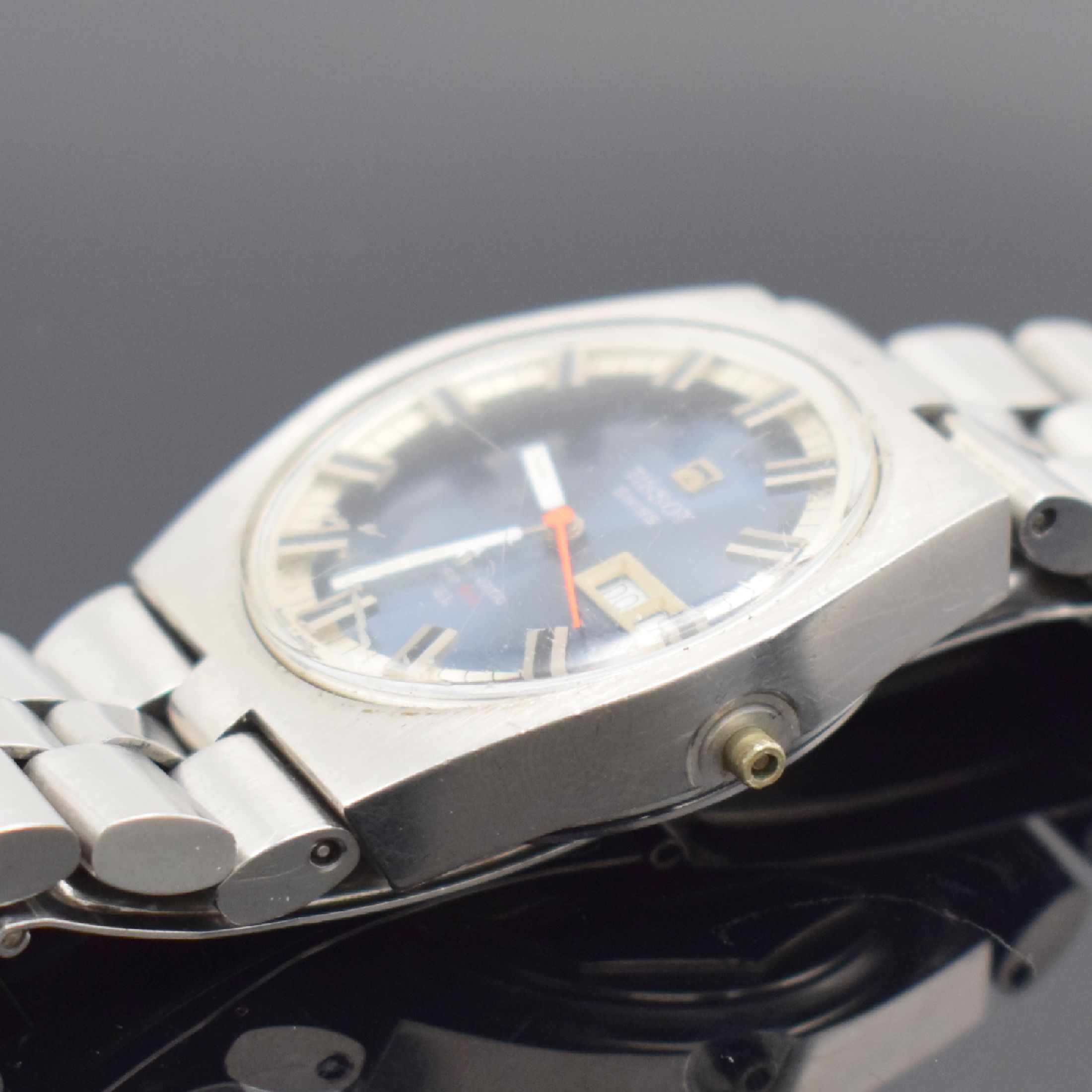 Detail c: TISSOT Herrenarmbanduhr PR 516 GL, Automatik, Schweiz um 1972, Edelstahlgeh. inkl. orig. Gliederband m. Faltschl., Boden verschr., Anz. v. Std., ...