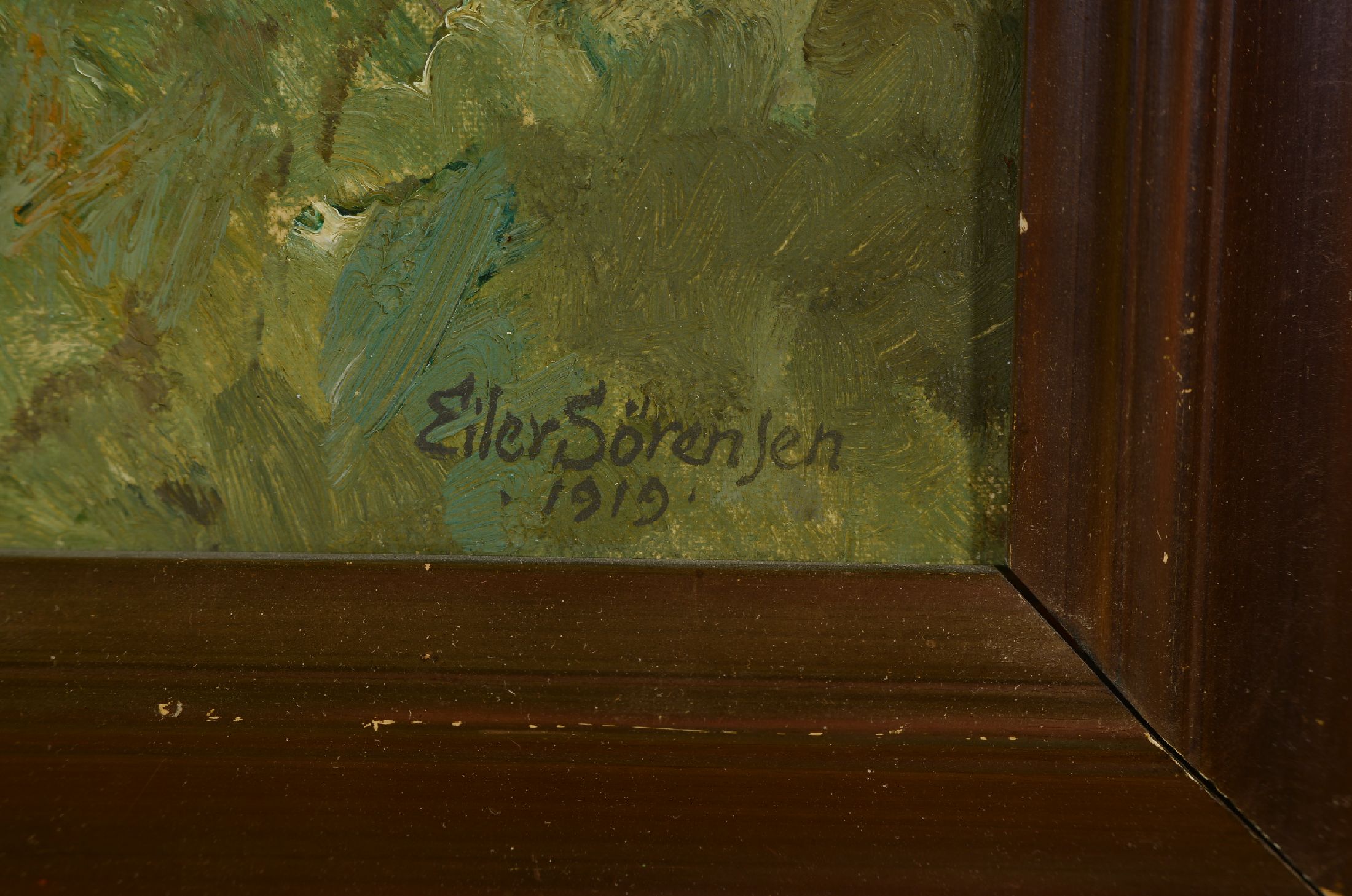 Detail a: Eiler Sörensen, 1869 Benlöse-1963, Landschaft am See, Öl/Lwd, rechts unten sign. und dat. 1919, ca. 32x38cm