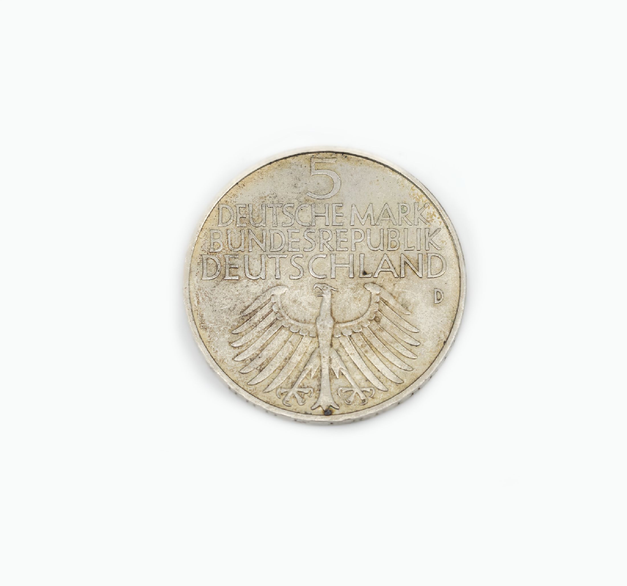 Silbermünze, 5 Mark, Deutschland 1952, Germanisches Museum, Nürnberg, Prägemarke D