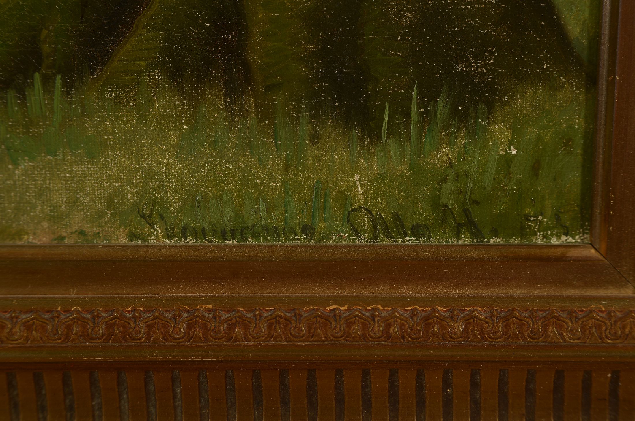 Detail a: Otto Haslund, 1842 Kopenhagen-1917 Koldby, Esel, Öl/Lwd, kleinere Farbfehlstellen, rechts unten signiert, ca. 36x42cm, R. ca. 50x58cm