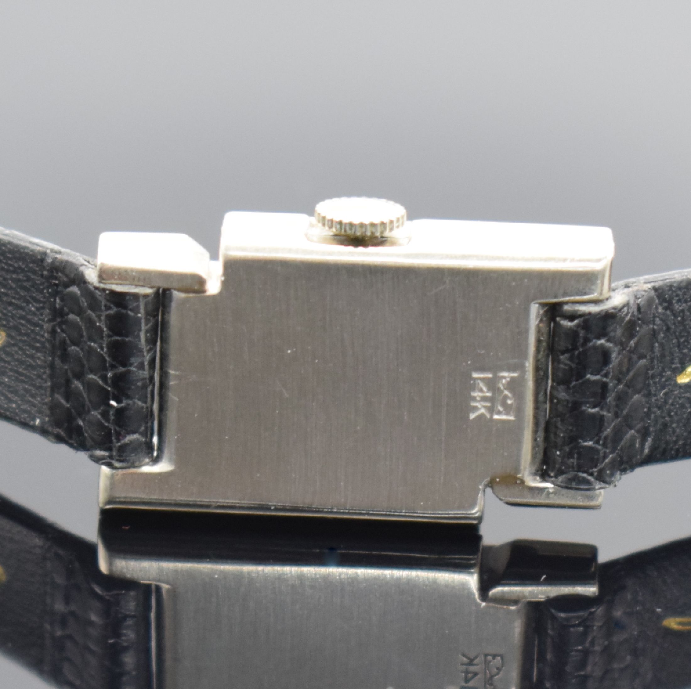 Detail b: LeCoultre & ELGIN 2 Art Deco Damenarmbanduhren in Platin & WG 585/000, Schweiz um 1925/1940, Handaufzug, 1x Anstöße m. Diamanten bes., 1) Elgin, ...