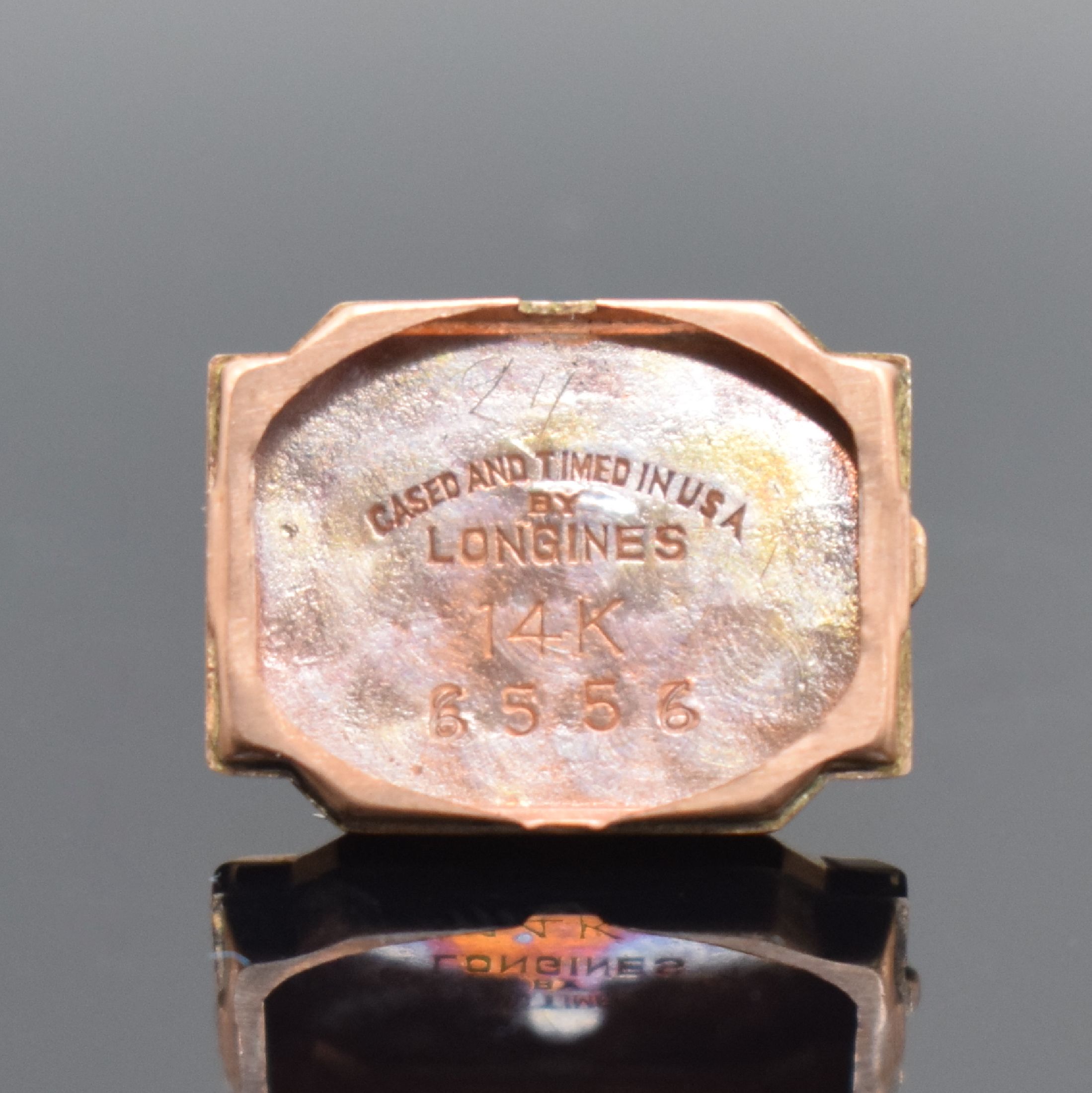 Detail h: LONGINES & Jaeger-LeCoultre 3 Armbanduhren in GG & RG 585/000, Schweiz/USA um 1950, 2x Handaufzug, 1x Backwinder, 1x 2-teiliges Gehäuse, 2 ...
