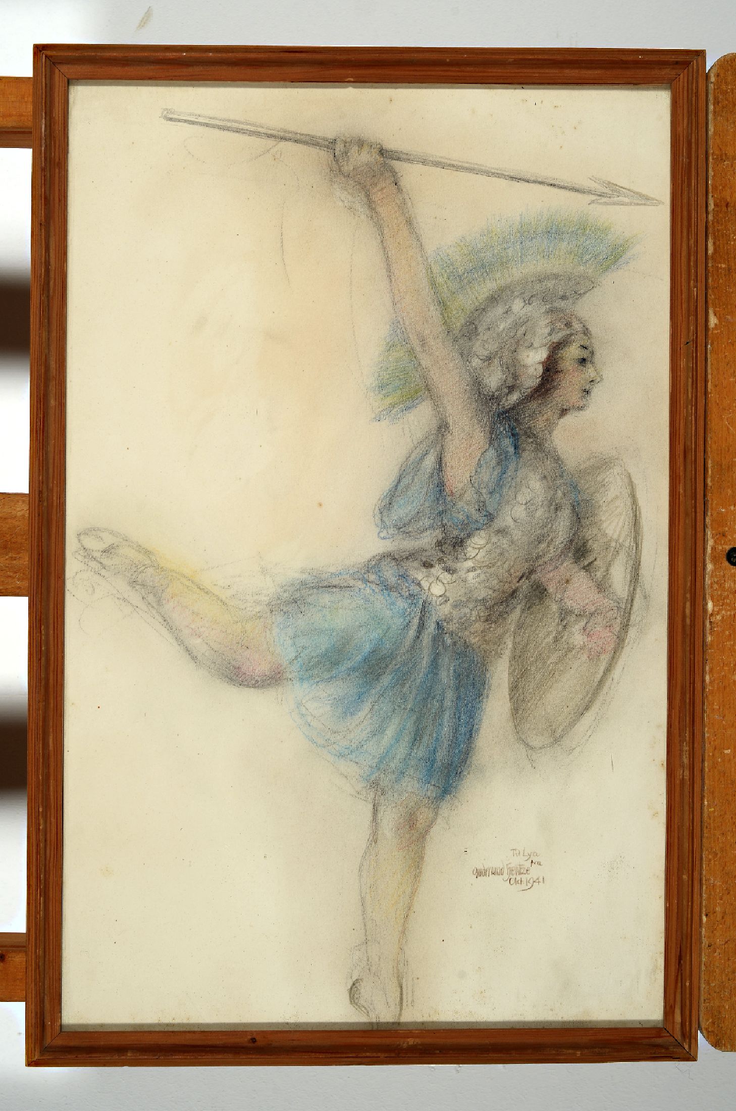 Gudmund Hentze, 1875 Naestved-1949 Frederiksberg, Antike Kriegerin, Bleistift und Pastell, rechts unten signiert und dat. 1941, ca. 47x30cm, u.Gl., R.