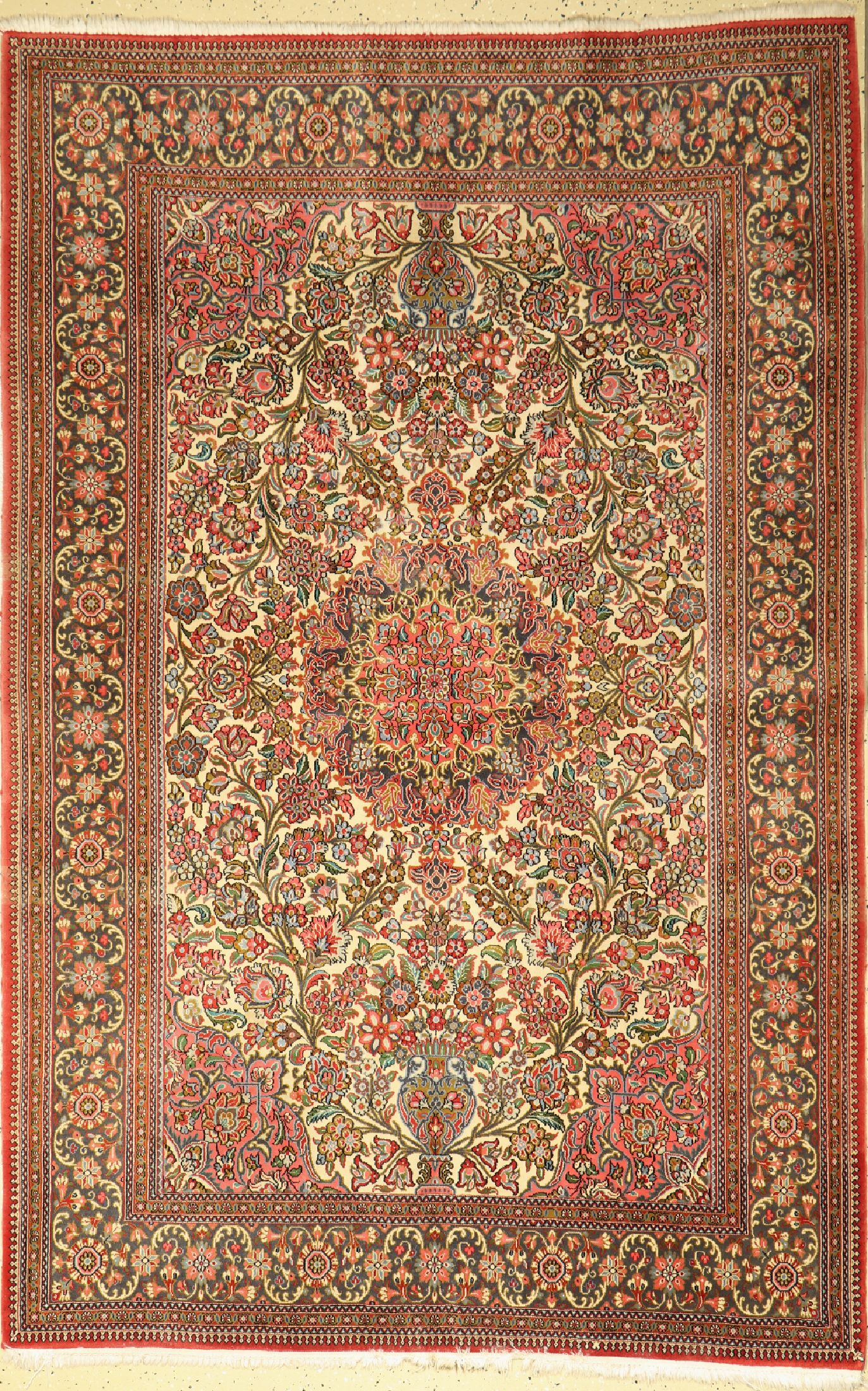 Ghom Kork, Persien, ca. 50 Jahre, Korkwolle, ca. 218 x 145 cm, leicht verblasst,EHZ: 1-2