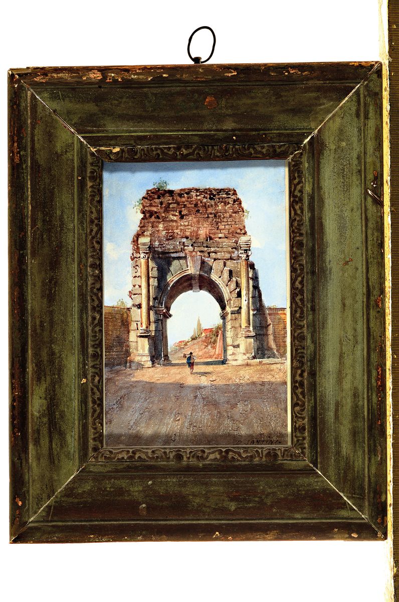 Detail k: Dario Santini, 1874-1924, Triumpfbogen des Kaiser Galerius, Aquarell auf Papier, rechts unten signiert, ca. 17x11cm, u.Gl., R. ca. 28x20cm