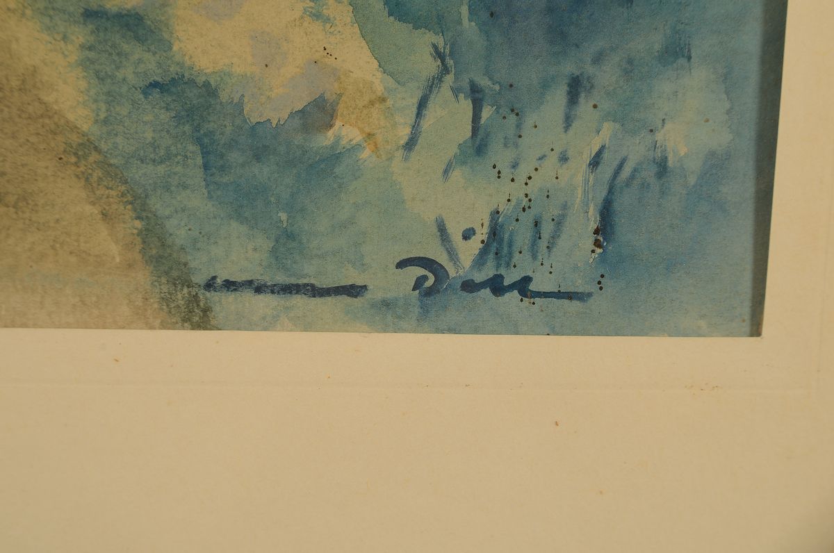 Detail a: Otto Dill, 1884 Neustadt a.d. Weinstr.-1957 Bad Dürkheim, Bauer mit zwei Pferden einen Hohlweg entlang kommend, Aquarell auf Papier, rechts unten ...