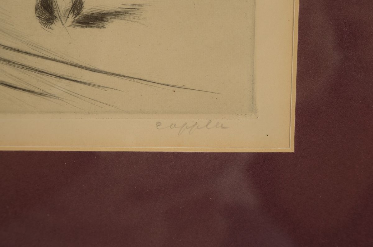 Detail a: Rappla, Künstler der 1. Hälfte des 20. Jh., In der Manege, Radierung, handsign., ca. 14.5x11cm, PP, u.Gl., R. ca. 35x33cm