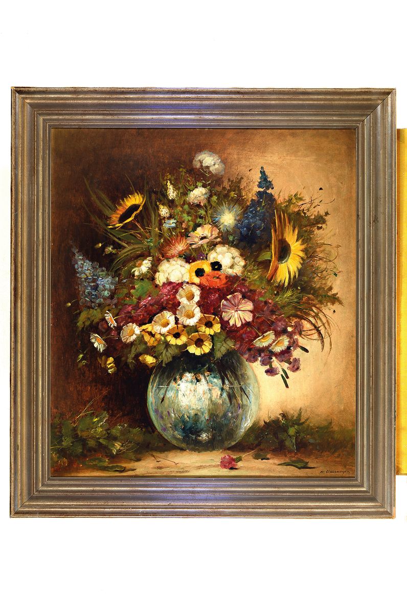 Detail k: Klaus Clausmeyer, 1887-1968 Düsseldorf, Blumenstillleben, Öl/Hartfaser, rechts unten signiert, ca. 80x70cm, R. ca. ca. 94x84cm