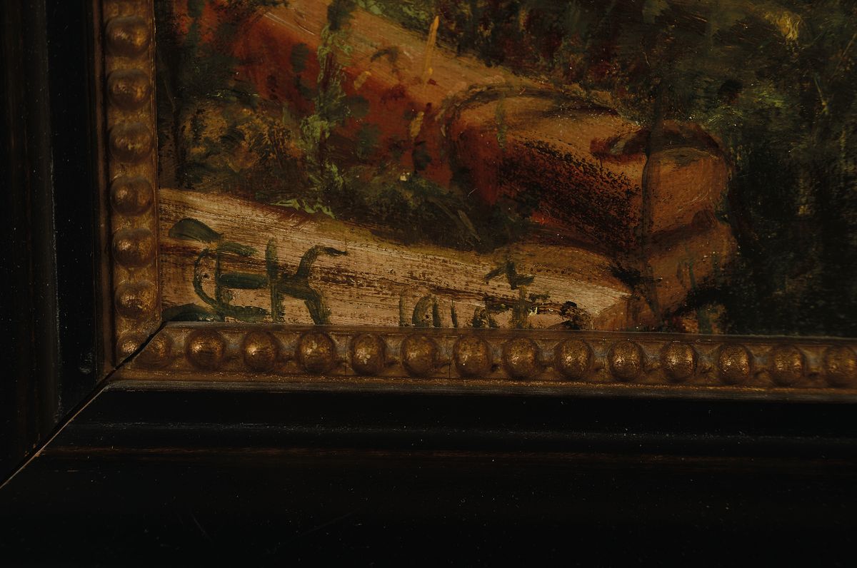 Detail a: Hans Christian Koefoed, Bornholm 1849-1921 St. Hans, Fischerfrauen beim Trocknen der Fische, Öl/Lwd, leicht besch., links unten monogr., ca. ...