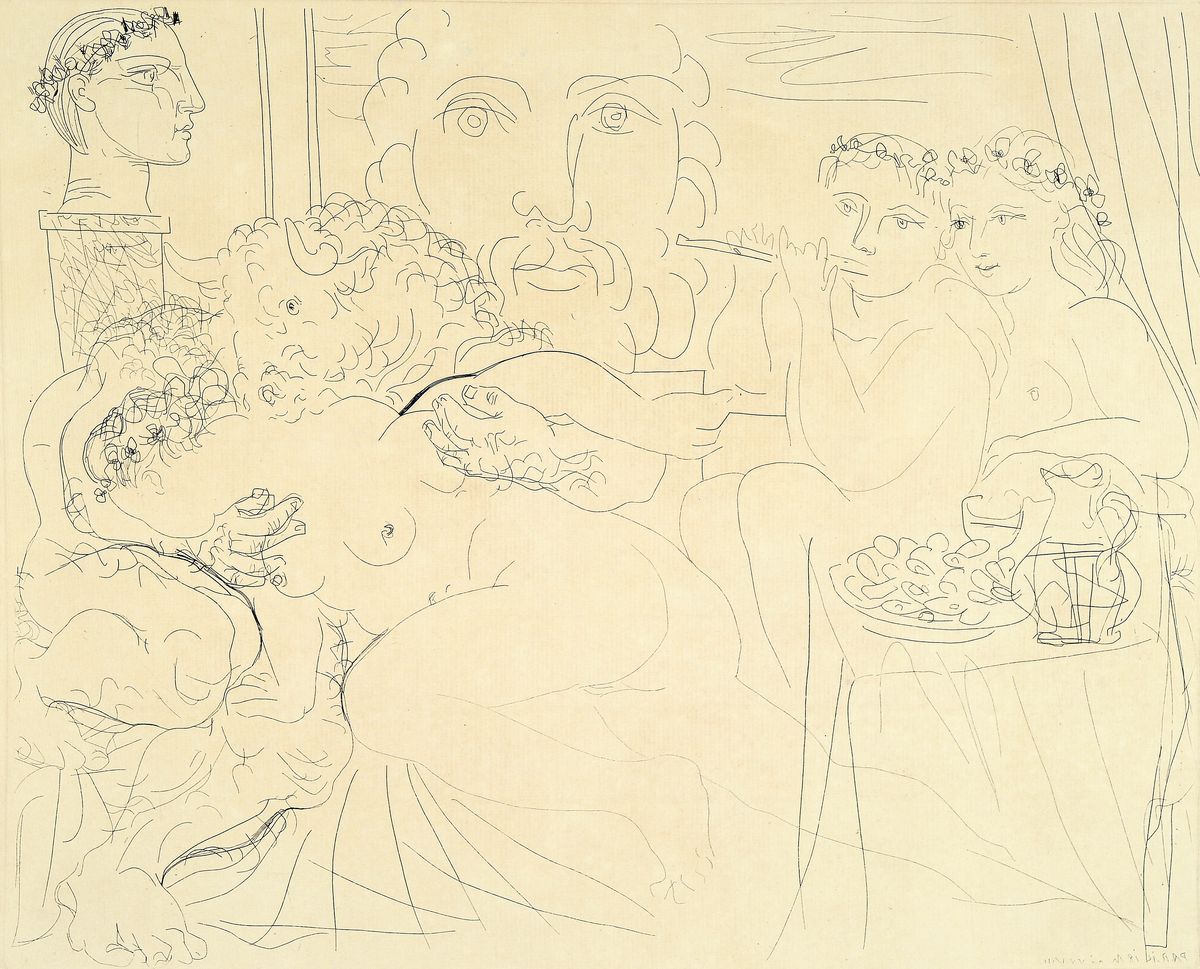 Pablo Piccasso, 1881-1973, Minotaure caressant une femme aus "La suite vollard", 1933, Radierung auf Papier Verge de Montval mit ...