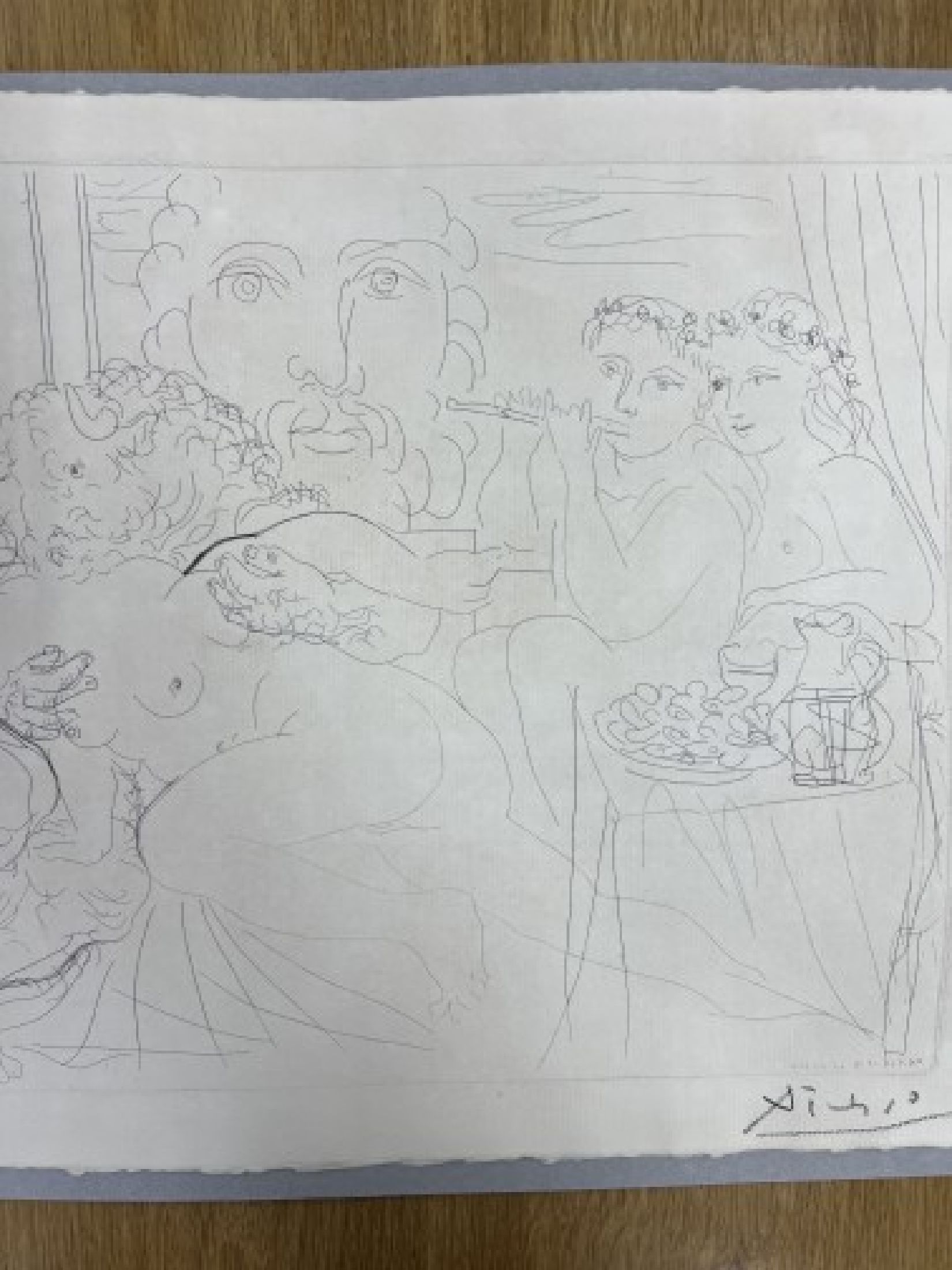 Detail b: Pablo Piccasso, 1881-1973, Minotaure caressant une femme aus "La suite vollard", 1933, Radierung auf Papier Verge de Montval mit ...