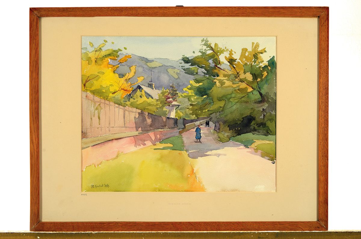 Detail k: Hermann Goebel, 1885 Dormagen-1945 Dobel, Studium an der Akademie Karlsruhe bei Schmitt-Reutte und Trübner, 1920 Berufung zum Professor und Leiter ...