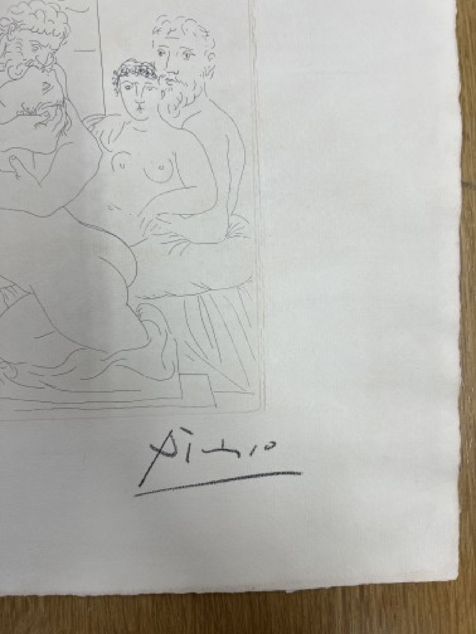 Detail d: Pablo Picasso, 1881-1973, "Le Repos du Sculpteur devant un Centaure et une femme" aus "La suite Vollard", 1933 Radierung auf ...