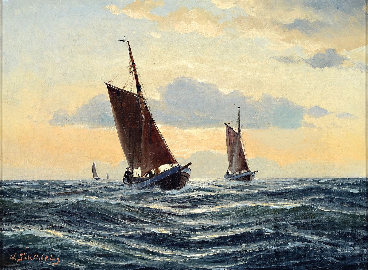 Waldemar Schlichting, 1896-1970 Berlin, bekannter deutscher Marinemaler, Sohn des Impressionisten Max Schlichting, Studium an den Akademien Berlin ...