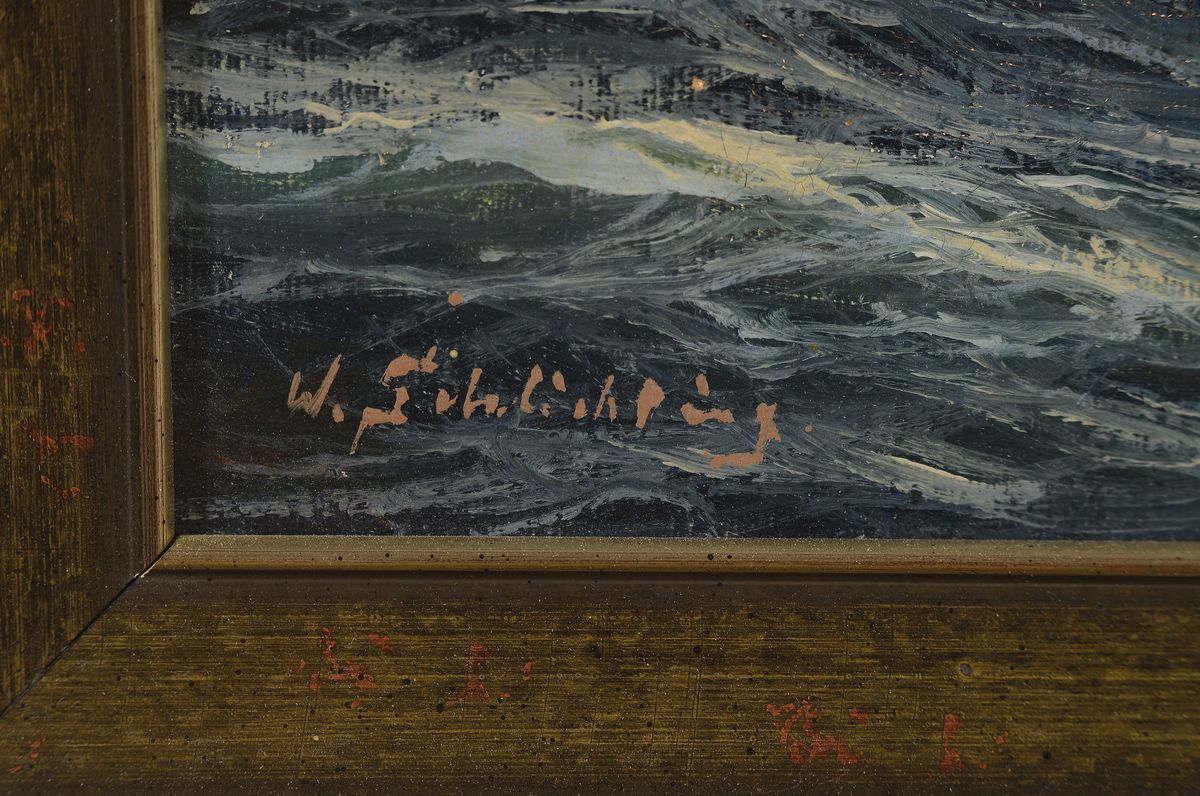 Detail a: Waldemar Schlichting, 1896-1970 Berlin, bekannter deutscher Marinemaler, Sohn des Impressionisten Max Schlichting, Studium an den Akademien Berlin ...