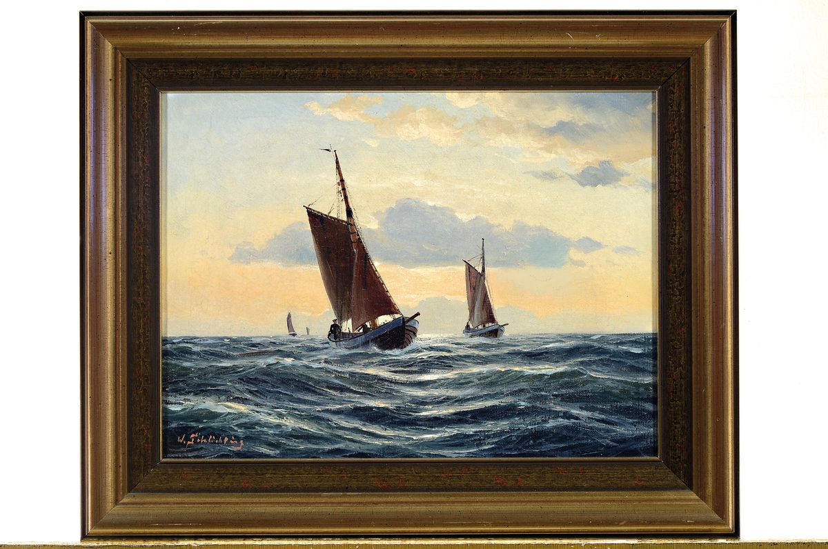 Detail k: Waldemar Schlichting, 1896-1970 Berlin, bekannter deutscher Marinemaler, Sohn des Impressionisten Max Schlichting, Studium an den Akademien Berlin ...