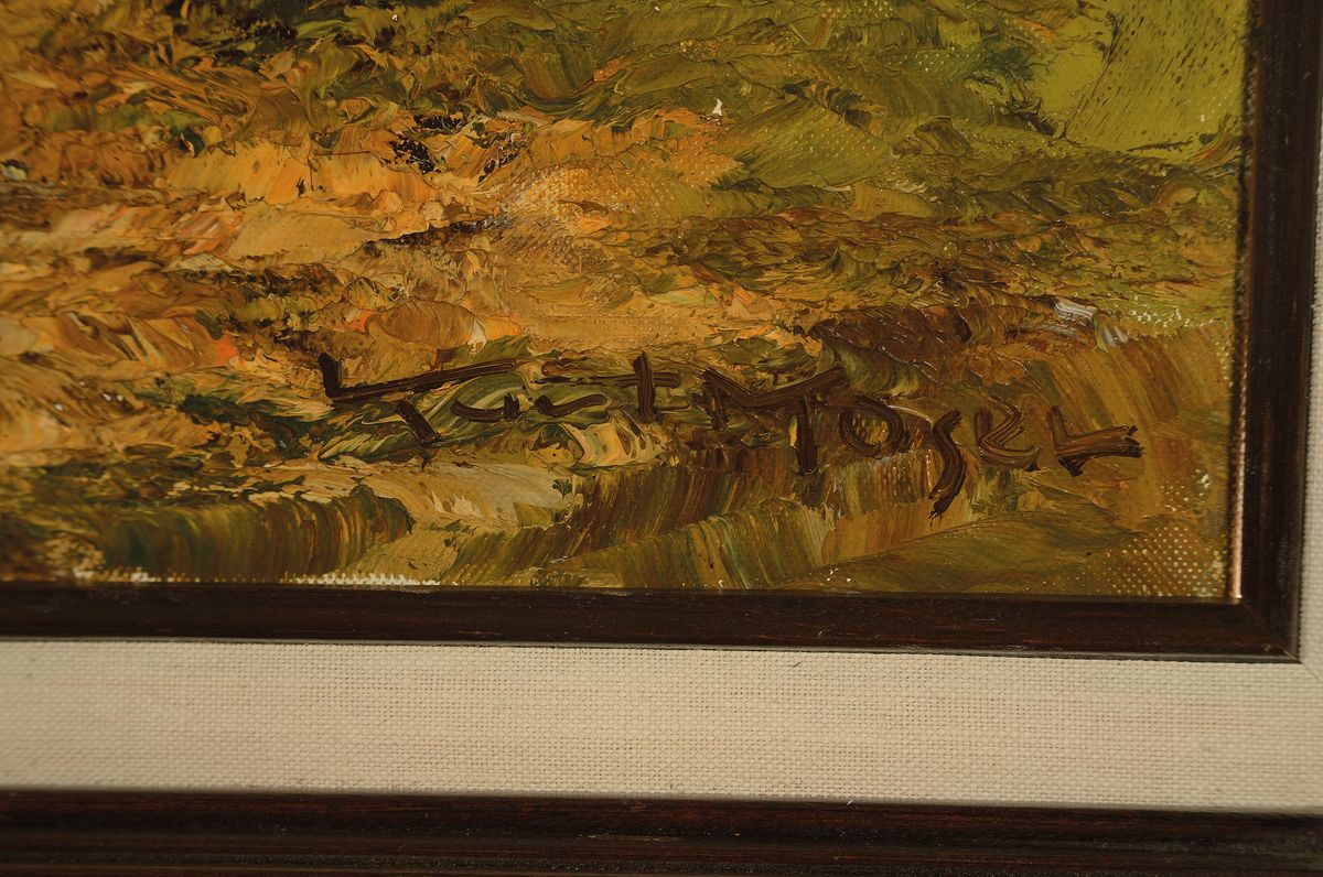 Detail a: Kurt Moser, 1926 Regensburg-1982 München, Voralpenlandschaft, rückseitig betitelt Krün mit Karwendel, Öl/Lwd, rechts unten signiert, ca. 50x60cm, ...