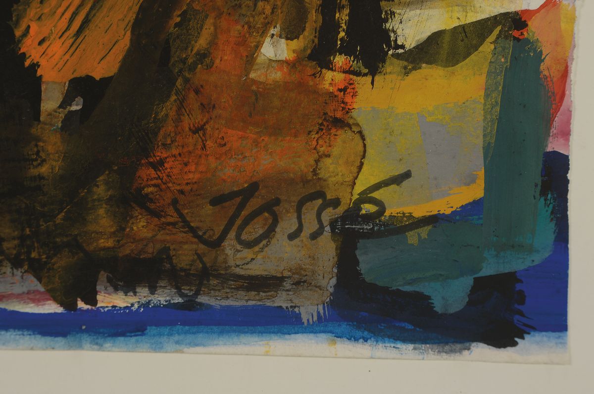 Detail a: Friedrich Jossé, 1897 Wolfstein-1994 Speyer, Alpenglühen, Gouache auf Papier, rechts unten signiert, ca. 38x31cm, u.Gl., R. ca. 63x53cm
