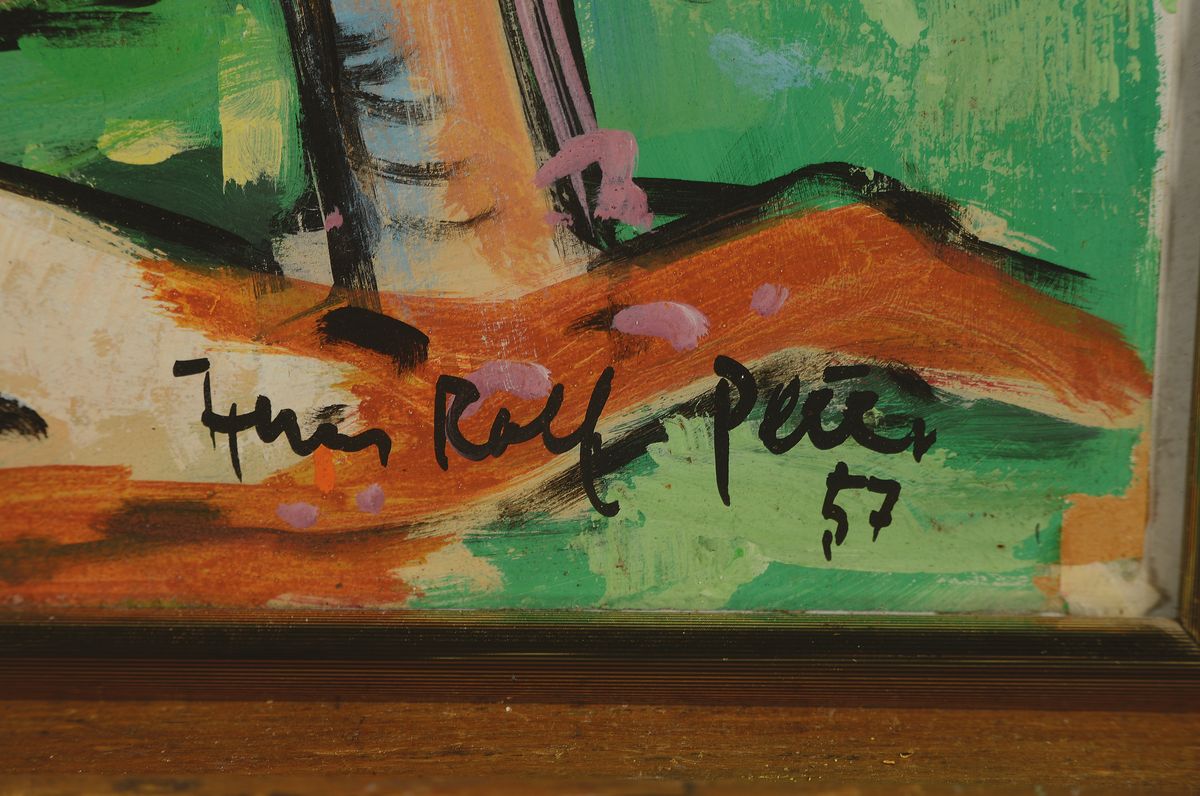 Detail a: Hans Rolf Peter, 1926-2020 Neustadt a.d. Weinstraße, Bäume im Park, Gouache auf Papier, rechts unten signiert und dat. 57, ca. 69x47cm, u.Gl., R.