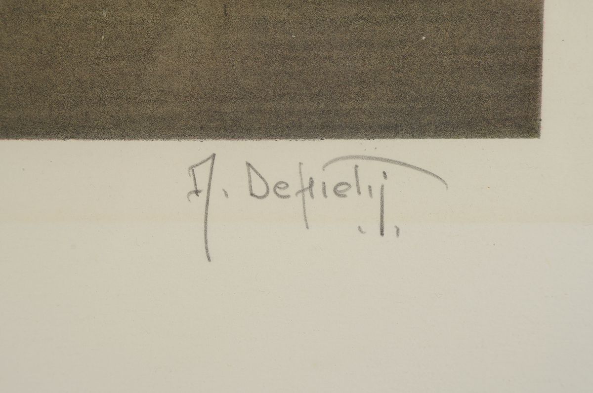 Detail c: Depietri Alberto, geb. 1929, Venedig, Lithografie, re. unten sign., num. 89/150, unter Glas, gesamt >ca. 95x63 cm