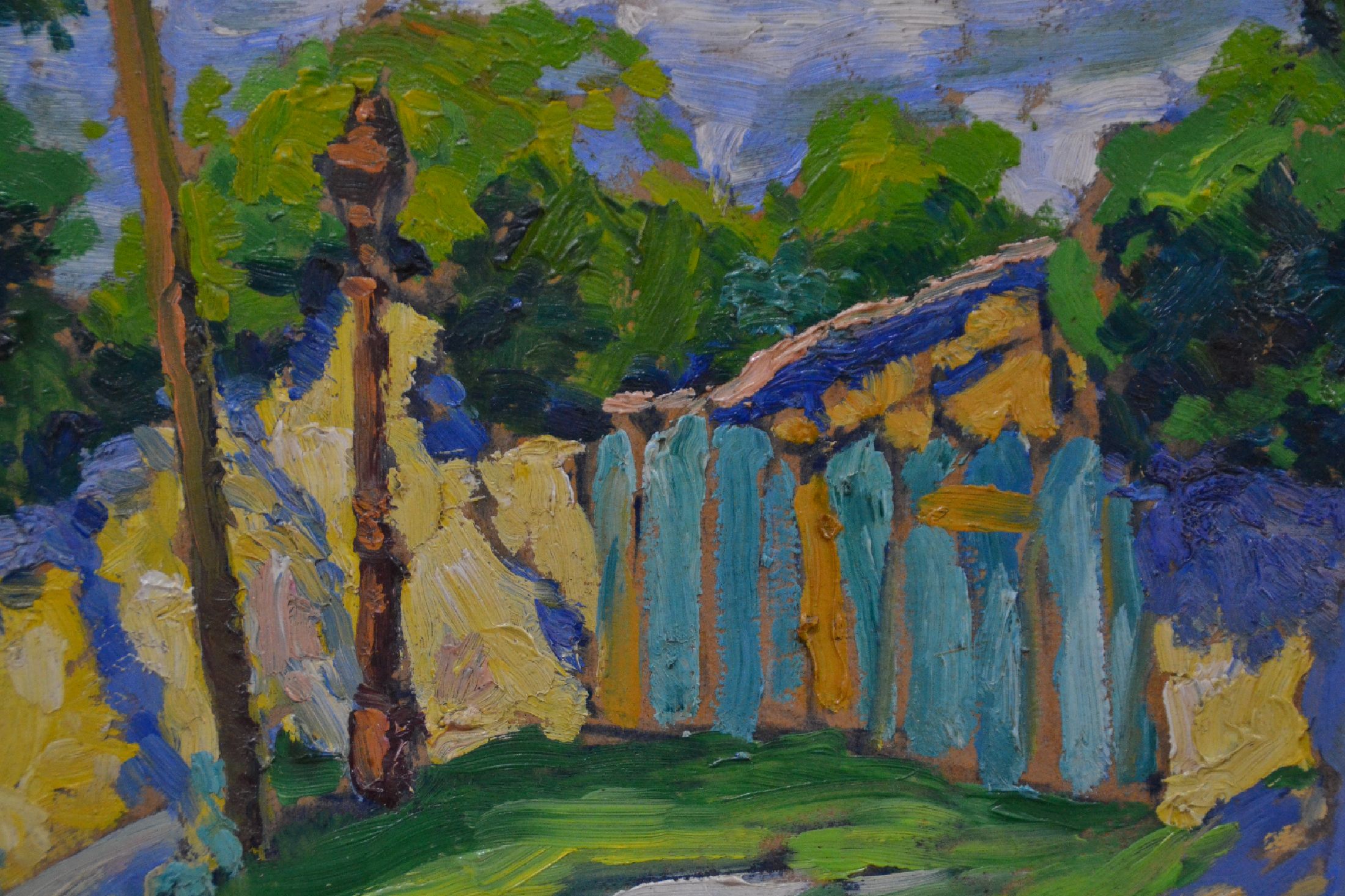 Detail c: Artúr Lakatos, 1880-1968, ungarischer Maler, Weg zu einer Pforte, Öl/Malkarton, rechts unten signiert und dat. 1919, ca. 41x38cm, R. ca. 43x40cm