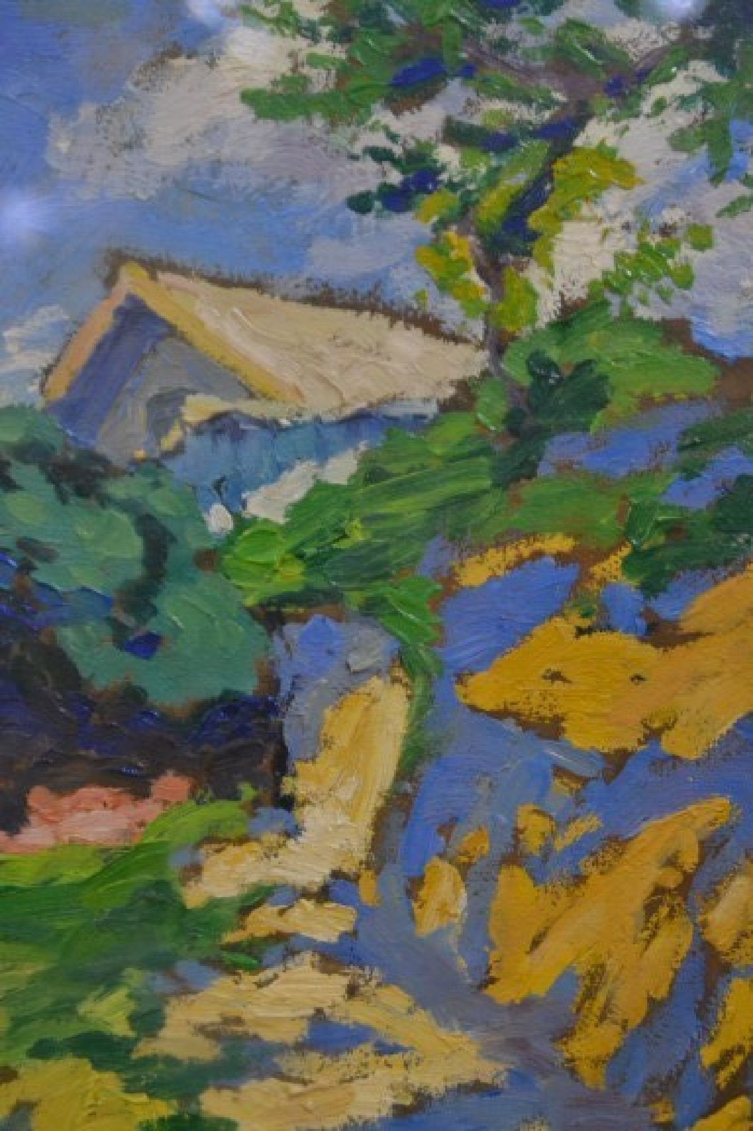Detail c: Artúr Lakatos, 1880-1968, ungarischer Maler, impressionistische Landschaft im Sommer, Öl/Malkarton, links unten signiert und dat. 1919, ca. ...