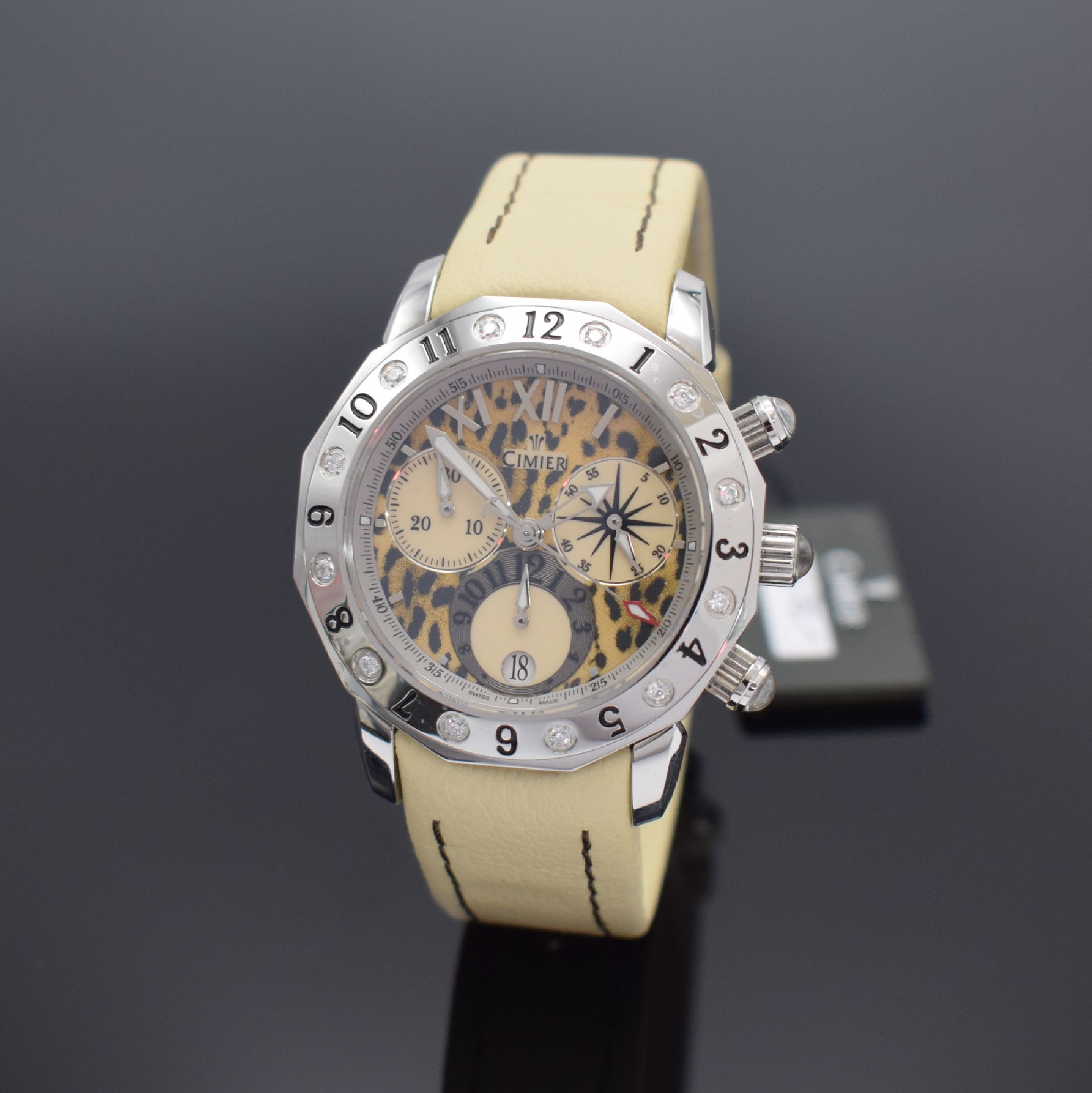 Detail a: CIMIER 3 Damenchronographen aus der Serie Seven Seas in Edelstahl Referenz 6106, Schweiz um 2010, quarz, massives Geh., Boden 6 fach verschr., ...