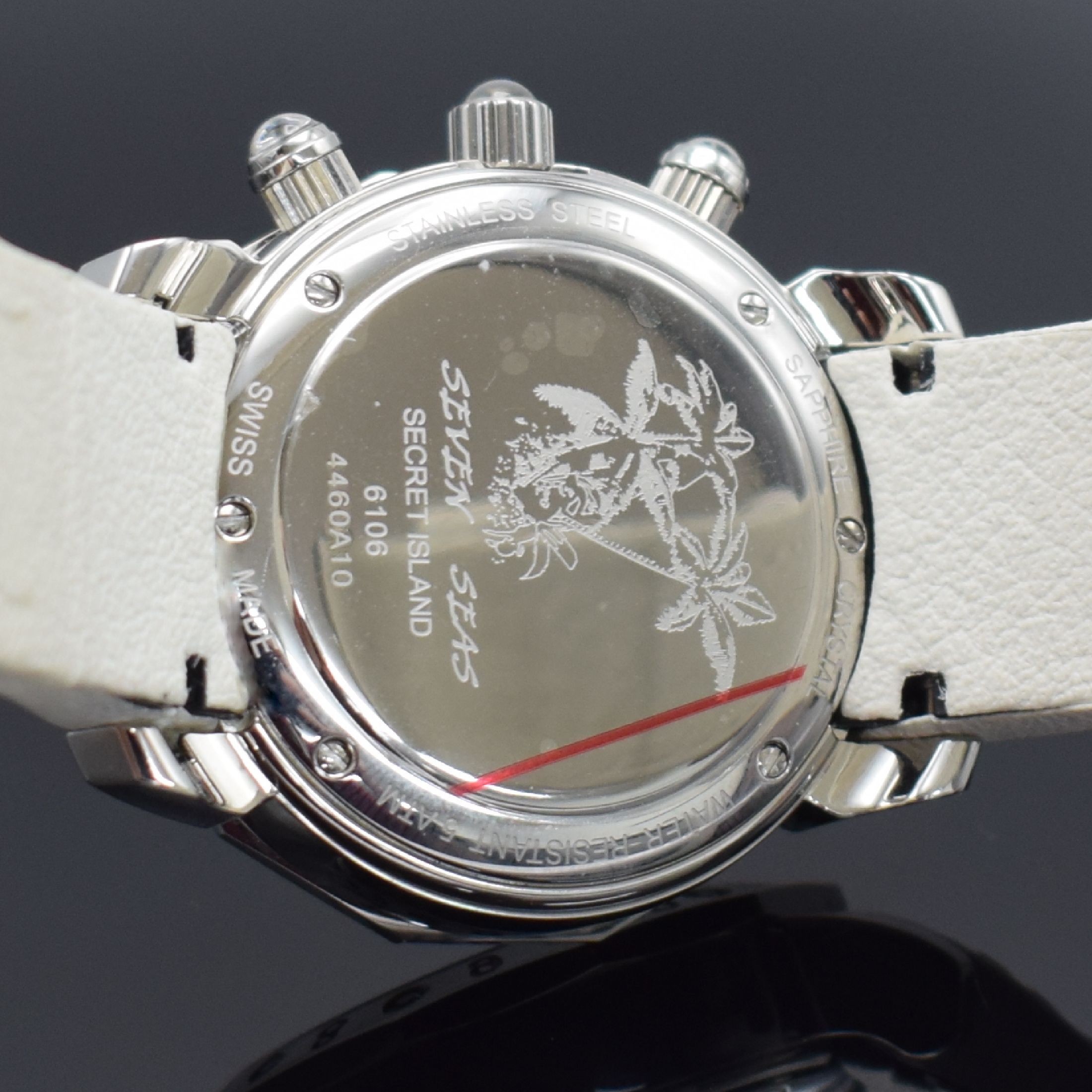 Detail f: CIMIER 3 Damenchronographen aus der Serie Seven Seas in Edelstahl Referenz 6106, Schweiz um 2010, quarz, massives Geh., Boden 6 fach verschr., ...