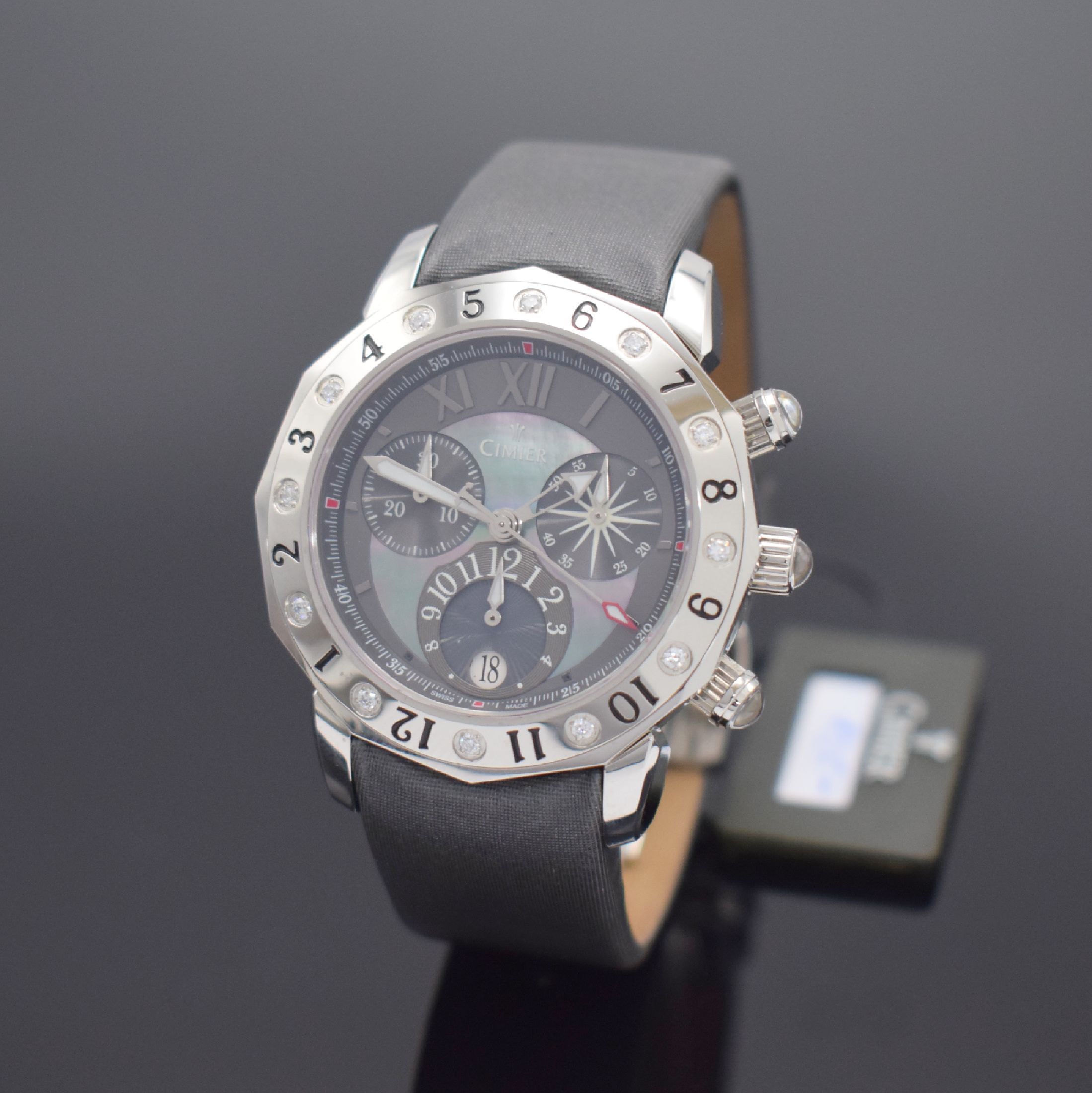 Detail g: CIMIER 3 Damenchronographen aus der Serie Seven Seas in Edelstahl Referenz 6106, Schweiz um 2010, quarz, massives Geh., Boden 6 fach verschr., ...