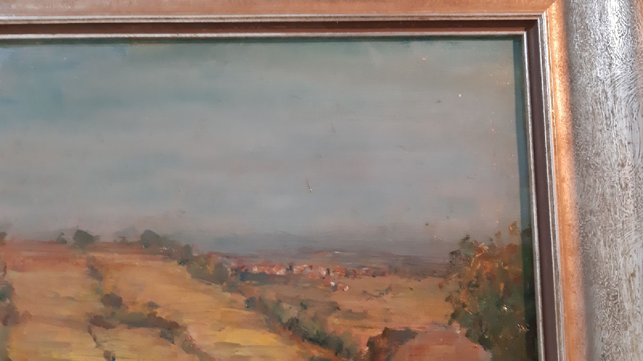 Detail e: Otto Dill, 1884 Neustadt - Bad Dürkheim, Öl/Lwd, sommerliche Pfälzer Landschaft, (Haardtrand), wohl Blick auf Leinsweiler, rückseitig befindet ...