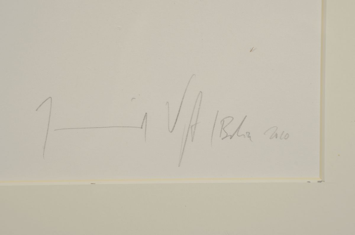 Detail a: Jorinde Voigt, geb. 1977, rote Tusche über Lithografie, Unikat, handsigniert, dat. 2010, deutsche Künstlerin die mit den Medien-Zeichnungen, ...