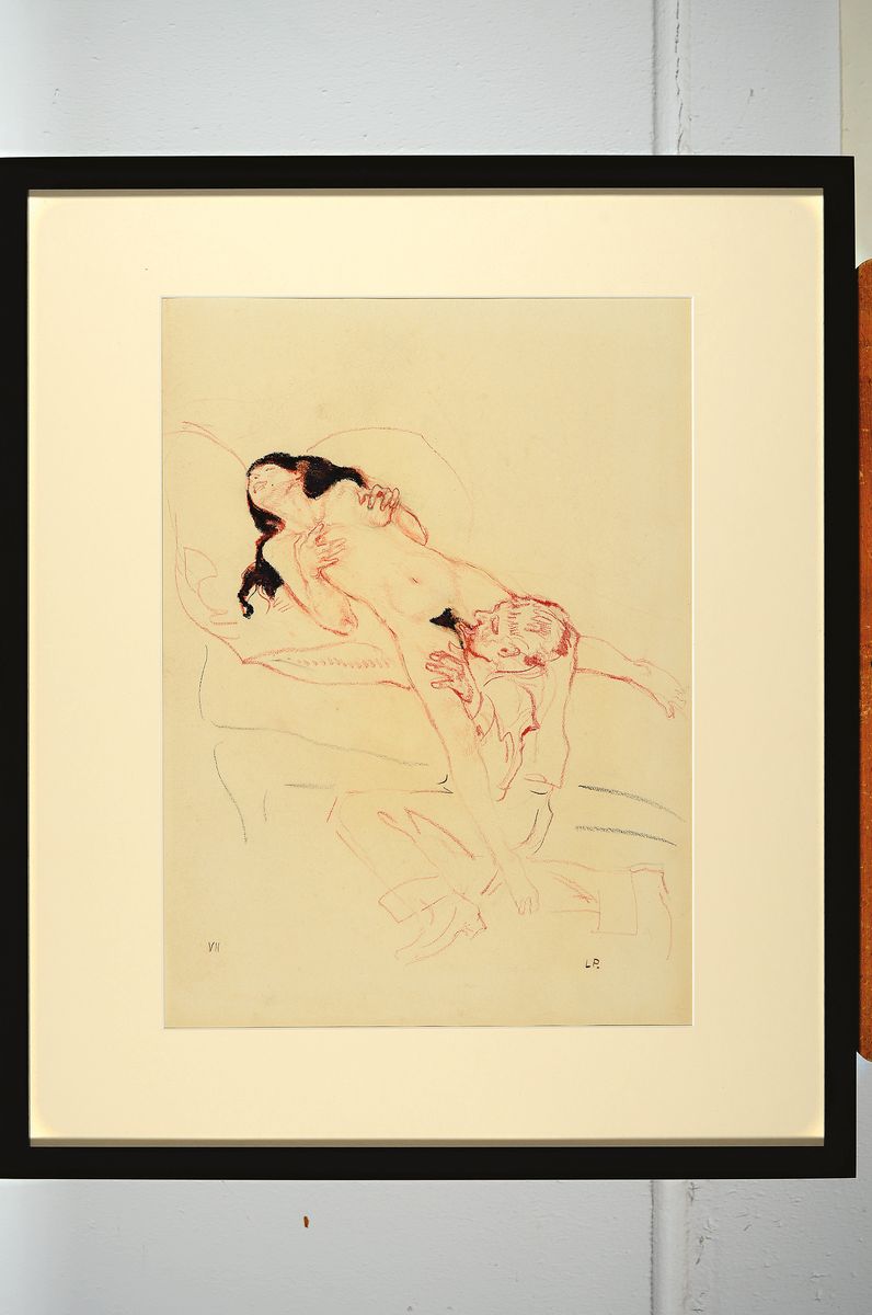 Detail k: Leo Putz, 1869 - 1940, erotische Darstellung, monogrammiertes Pastell auf Papier aus einer Folge von 14 erotischen Pastellarbeiten, hier Nr. VII, ...