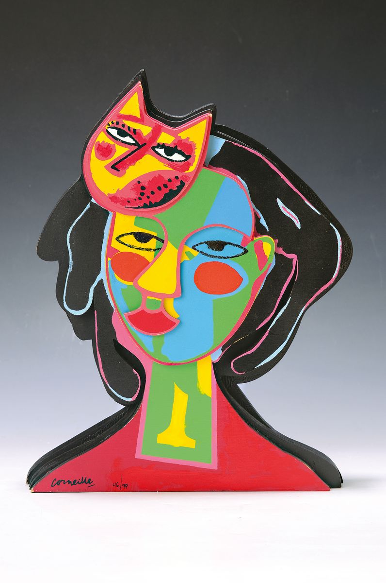 Corneille, 1922-2010, Holzskulptur, bunt gefasst, sign. und num. 46/99, H. ca. 35 cm