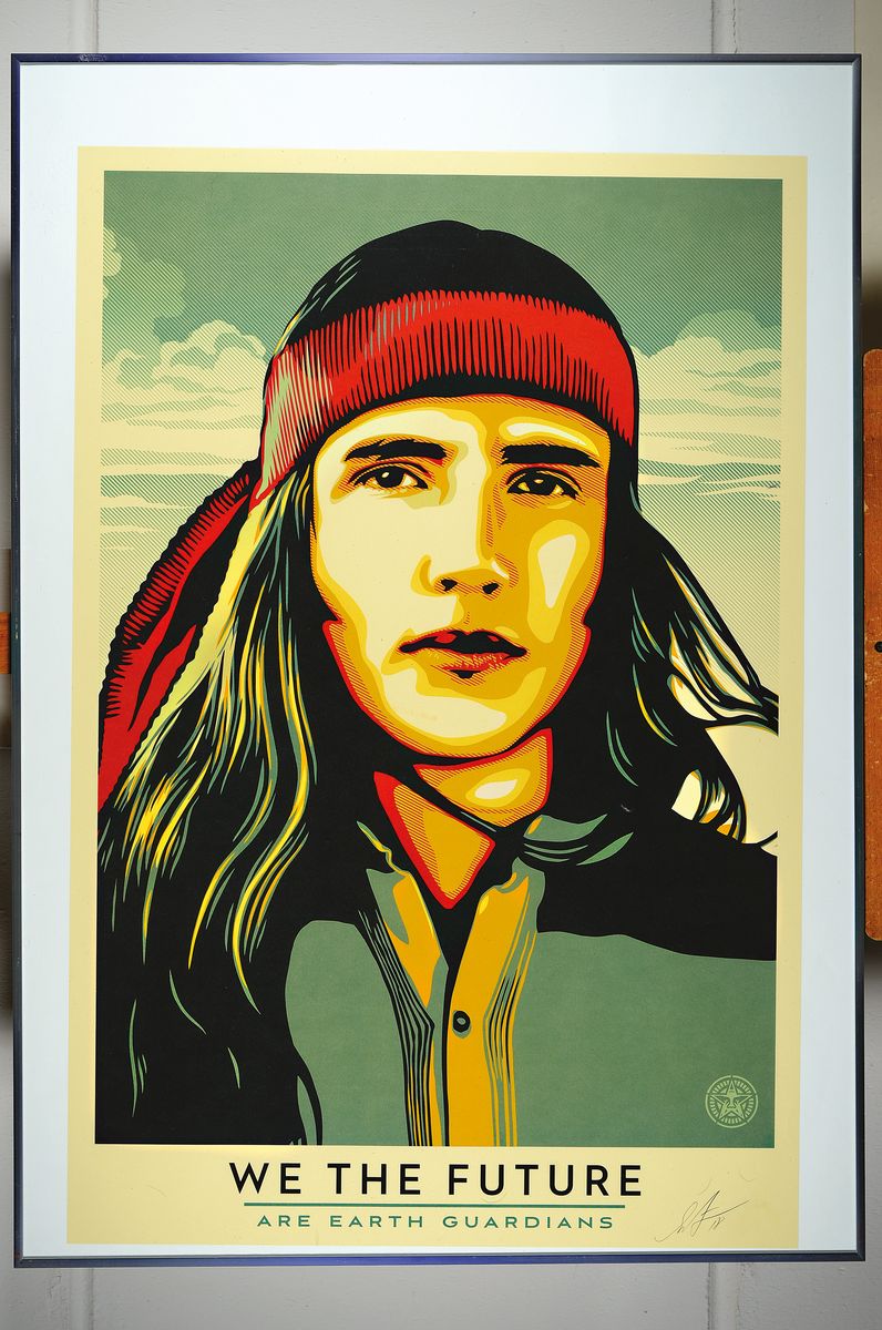 Detail k: Shepard Fairey, geb. 1970, aus der Serie "We the Future", "Are Earth Guardians", Offsetlitho, handsign., dat. 18, ca. 91x61 cm