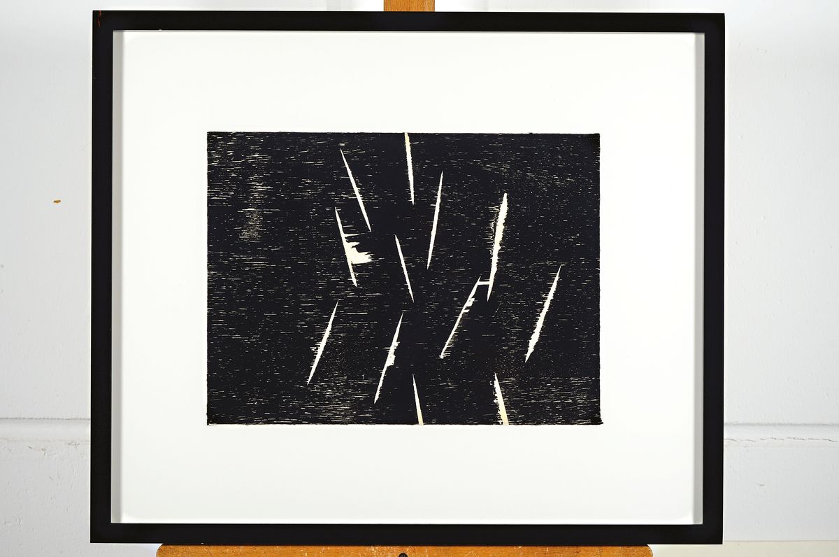 Detail k: Günther Uecker, geb. 1930, auf feinem handgeschöpftem Japan-Bütten, handsigniert, 9/50, aus 1984, Trockenstempel der Erker- Presse ST. Gallen, ...