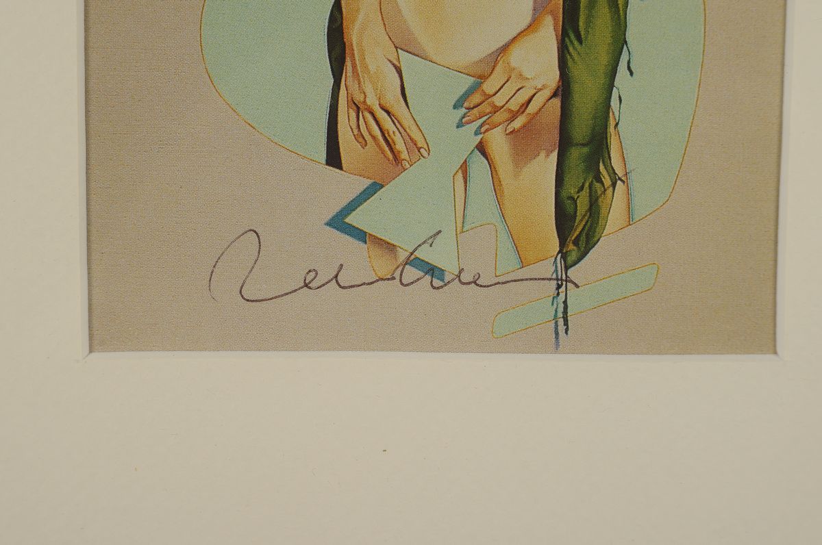 Detail c: Mel Ramos, geb. 1935, Covered Girl, Multiple von 1977, handsign., 15,5x10,5 cm, PP, unter Glas, R. ca. 41x35 cm