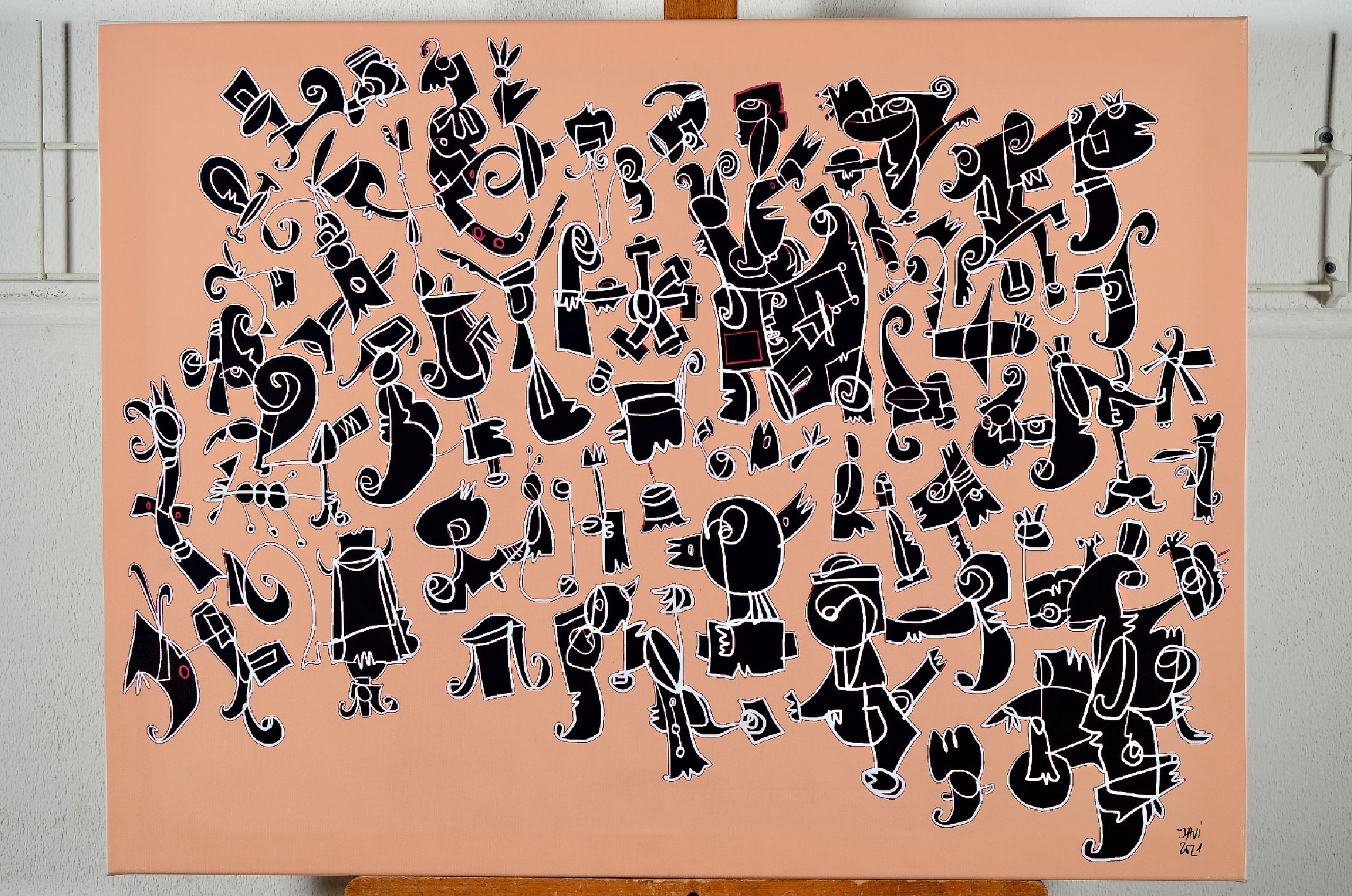 Javier de la Poza, "Tribal", verso sign., dat., ca. 60x80 cm