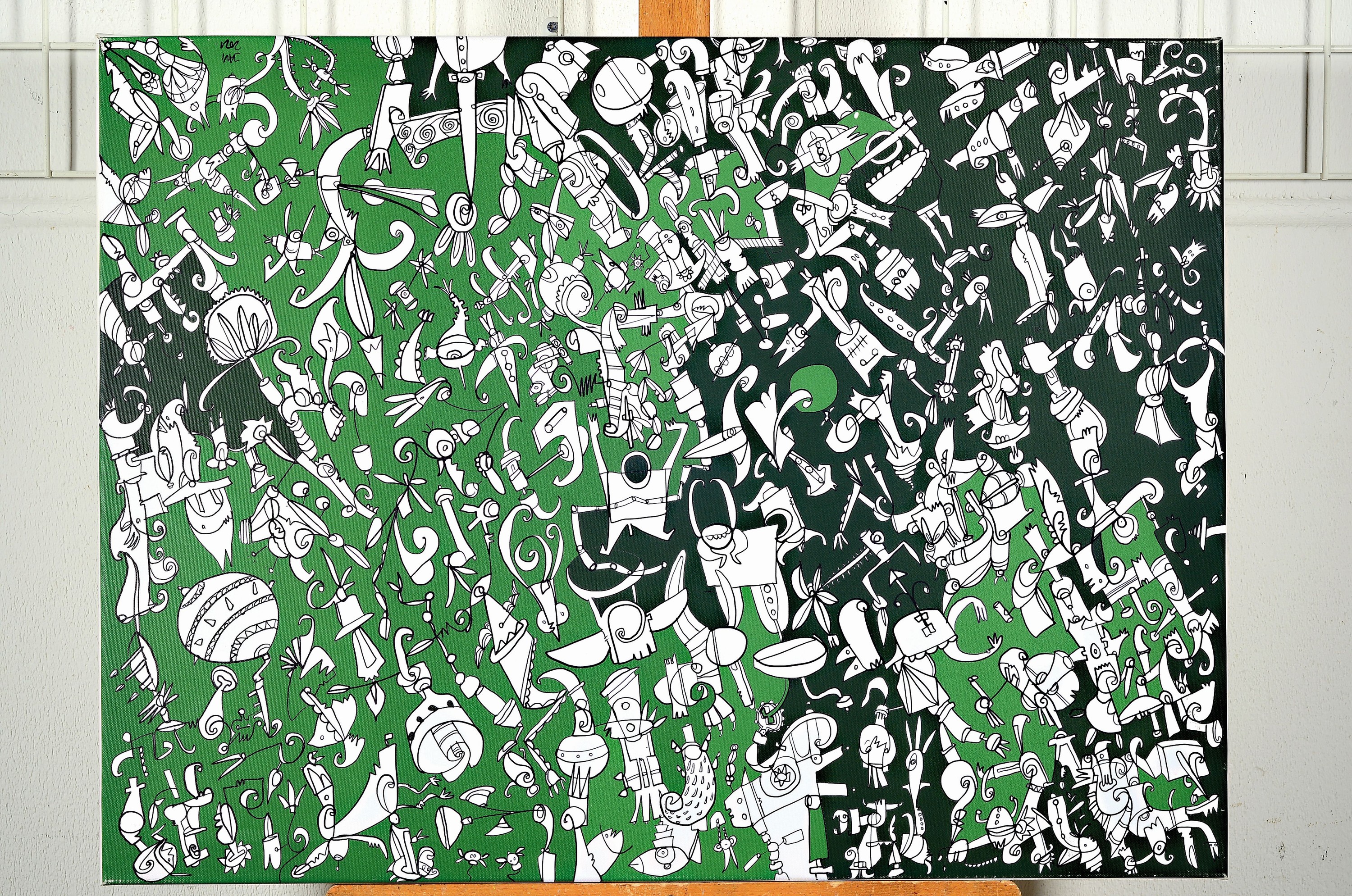 Detail k: Javier de la Poza, "Strategie", öl/Lwd verso sign., ca. 60x80 cm