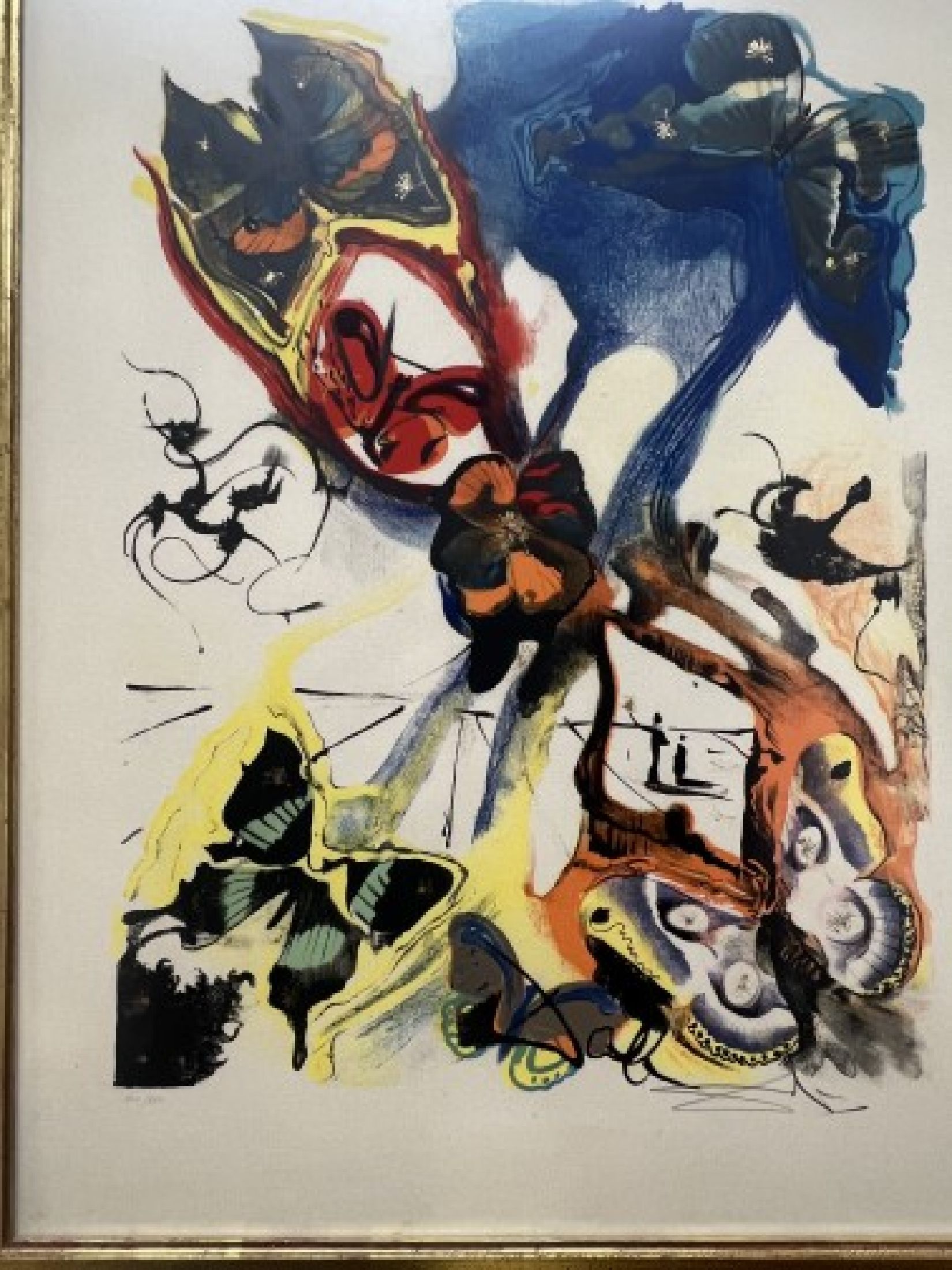 Detail g: Salvador Dali, 1904-1989, Les Bouches, papillons surrealistes, Farblithographie von 1972, handsigniert und num. 100/150, ca. 53x39.5cm, u.Gl., R. ca. ...
