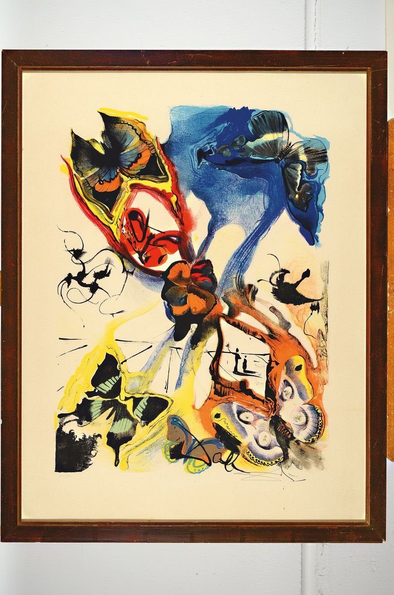 Detail k: Salvador Dali, 1904-1989, Les Bouches, papillons surrealistes, Farblithographie von 1972, handsigniert und num. 100/150, ca. 53x39.5cm, u.Gl., R. ca. ...